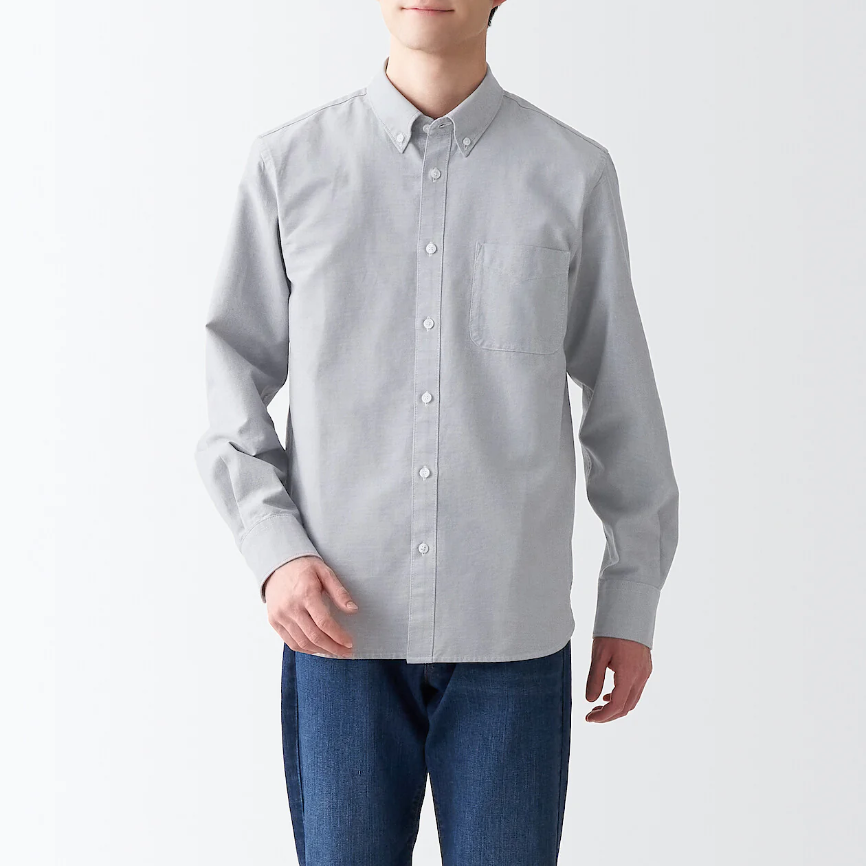 Men's Washed Oxford Collared Long Sleeve Button Down Shirt - Image 4