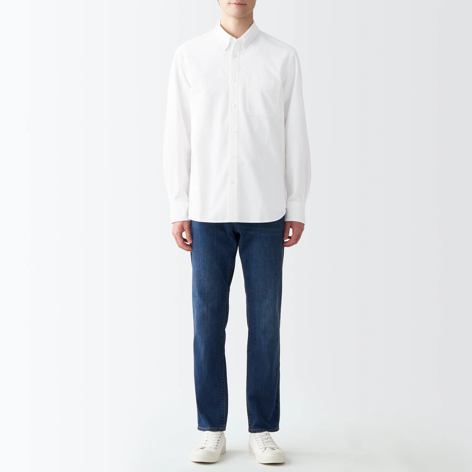 Men's Washed Oxford Collared Long Sleeve Button Down Shirt - Image 47