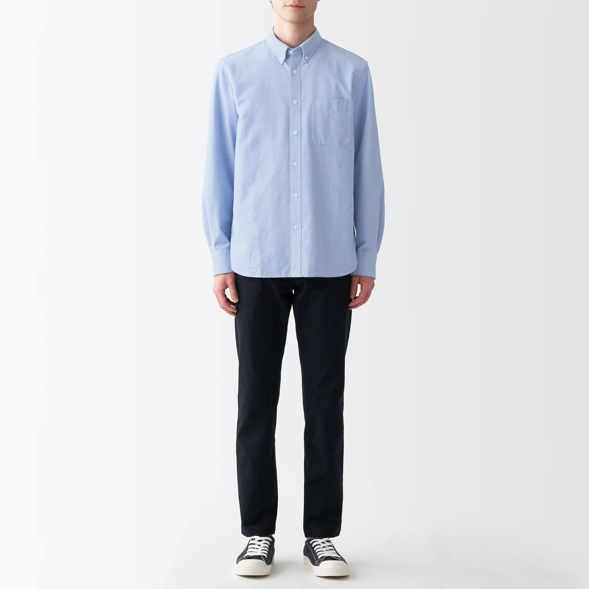 Men's Washed Oxford Collared Long Sleeve Button Down Shirt - Image 57