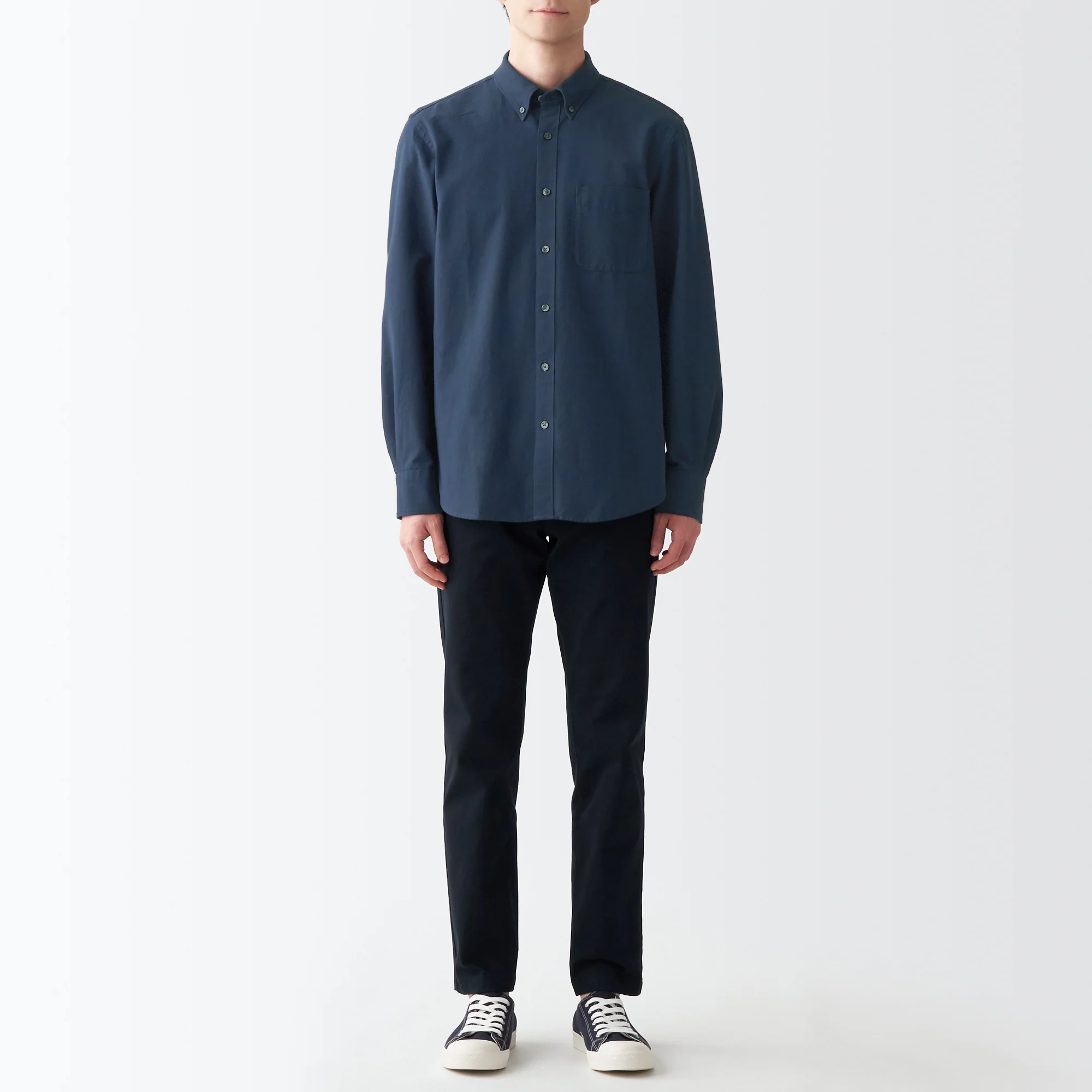 Men's Washed Oxford Collared Long Sleeve Button Down Shirt - Image 67