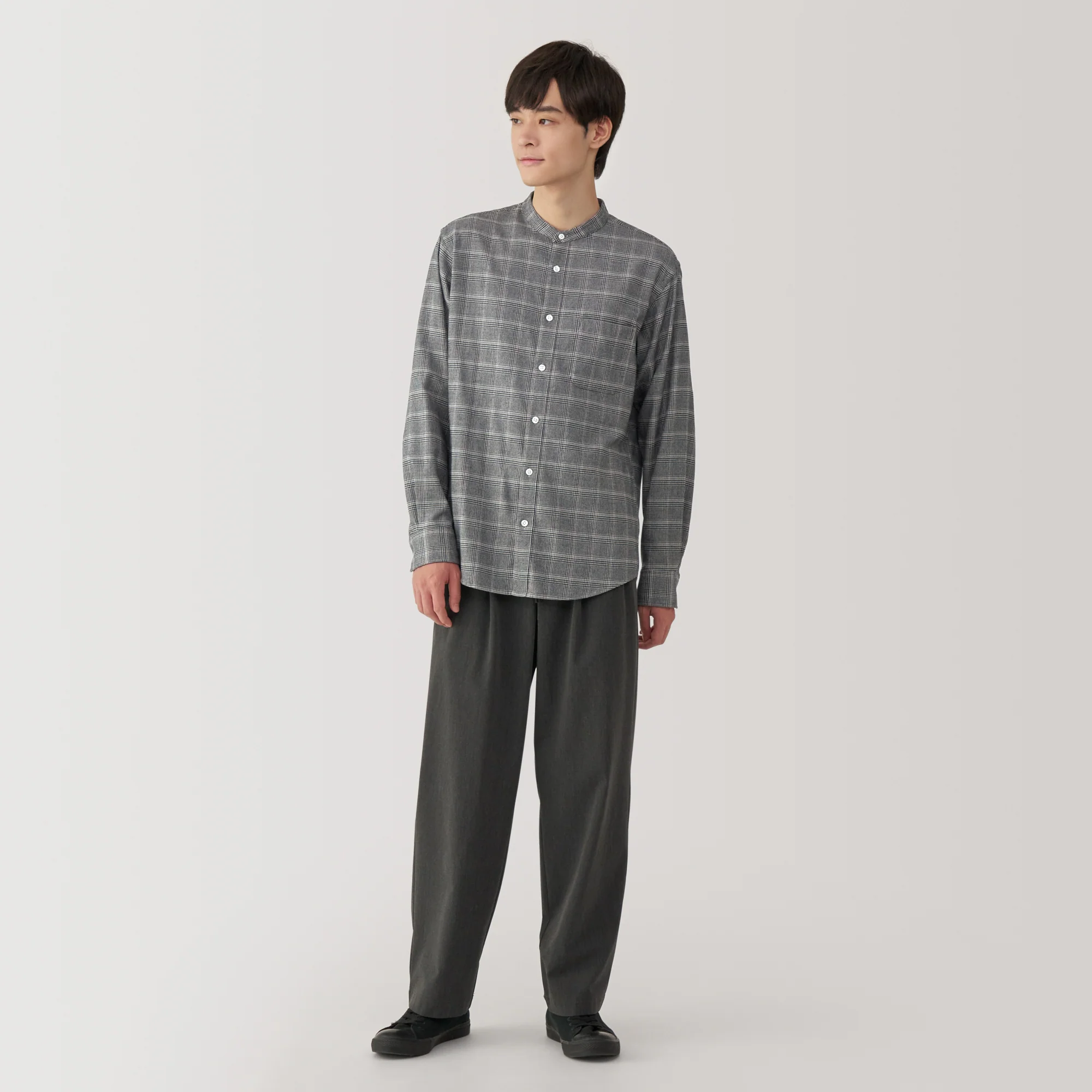 Men's Flannel Stand Collar Long Sleeve Shirt - Image 34