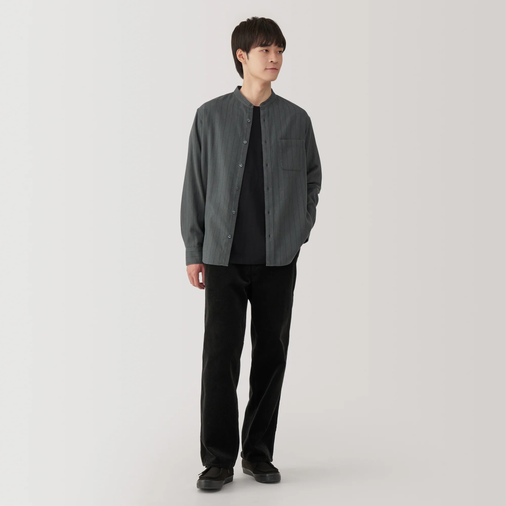 Men's Flannel Stand Collar Long Sleeve Shirt - Image 42