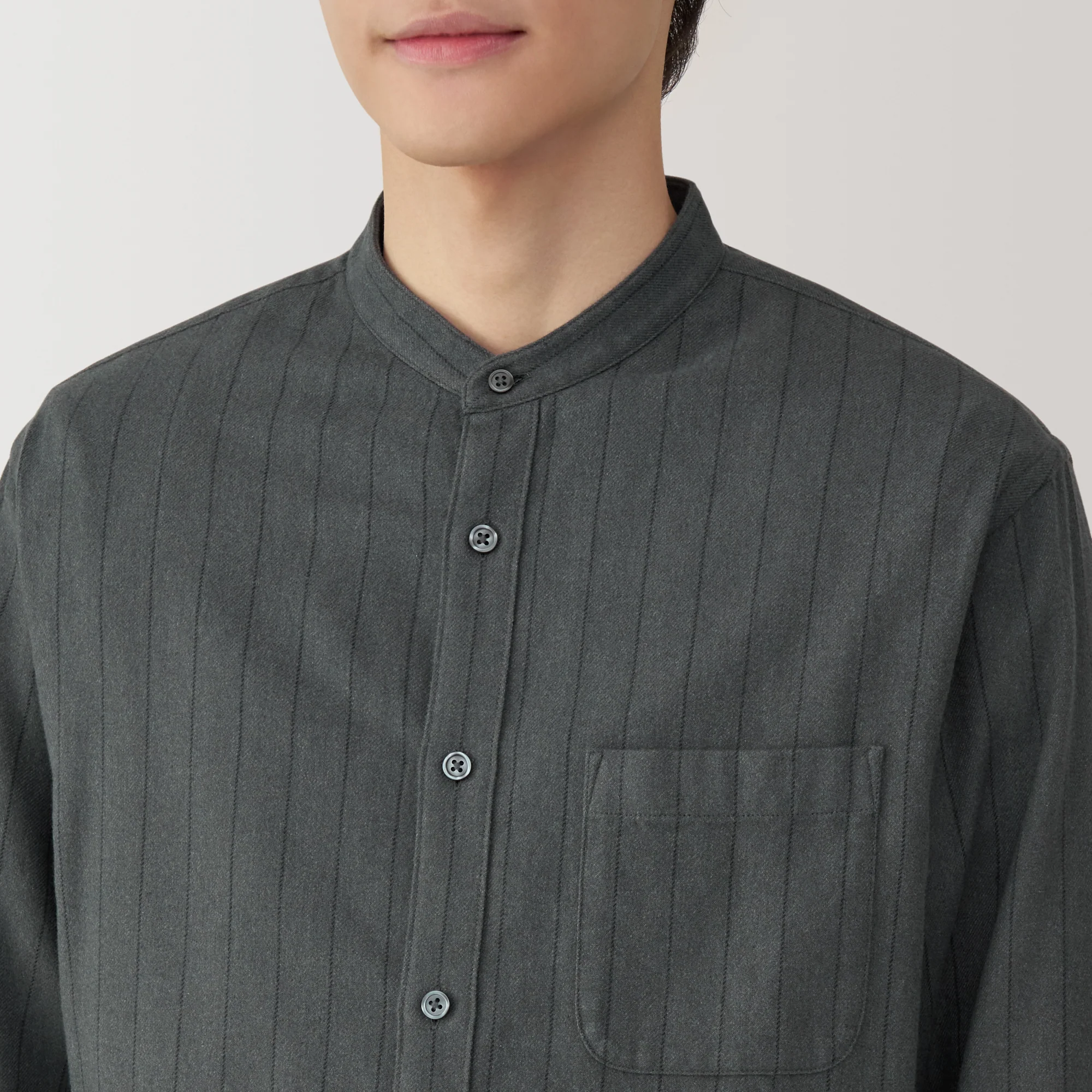 Men's Flannel Stand Collar Long Sleeve Shirt - Image 45