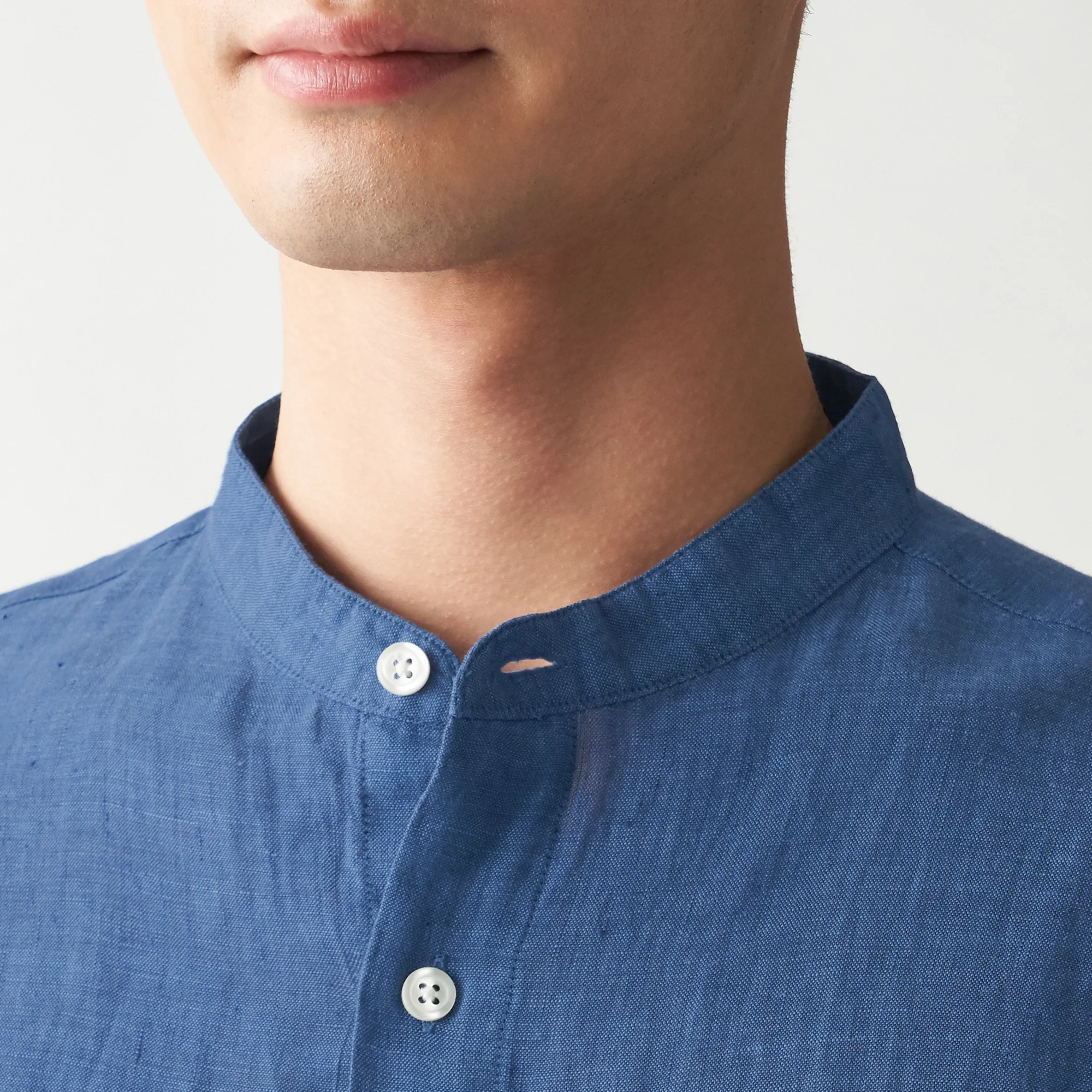 Men's French Linen Washed Stand Collar Shirt - Image 12