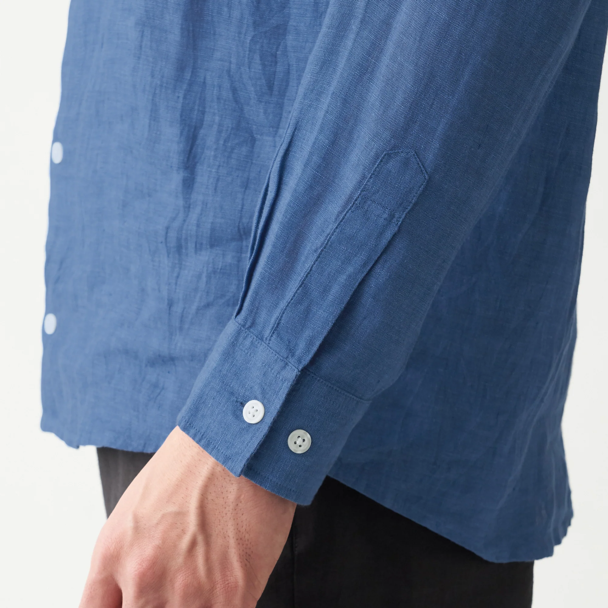 Men's French Linen Washed Stand Collar Shirt - Image 14
