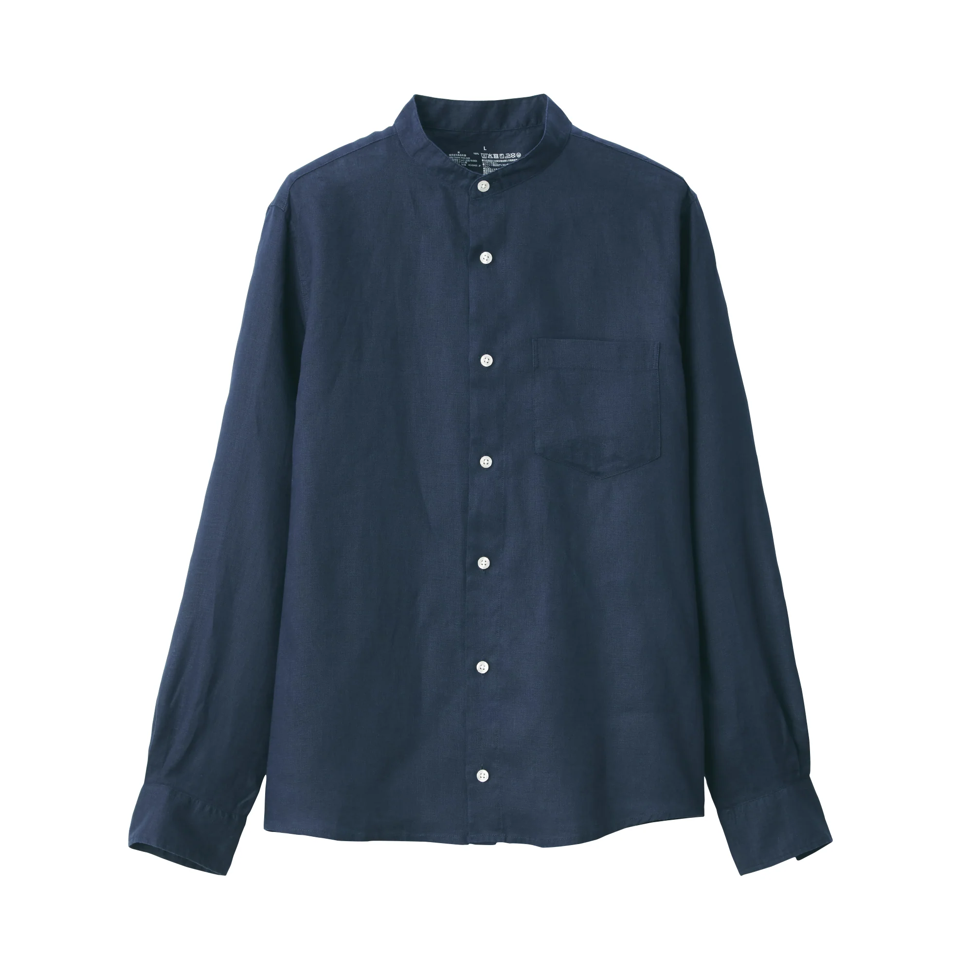 Men's French Linen Washed Stand Collar Shirt - Image 16