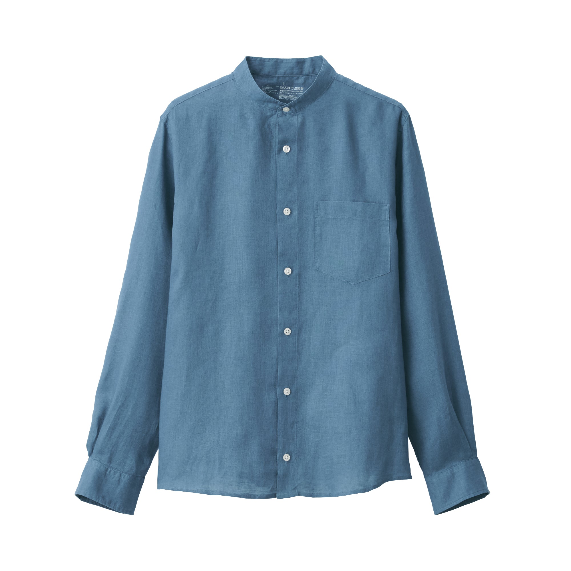 Men's French Linen Washed Stand Collar Shirt - Image 2