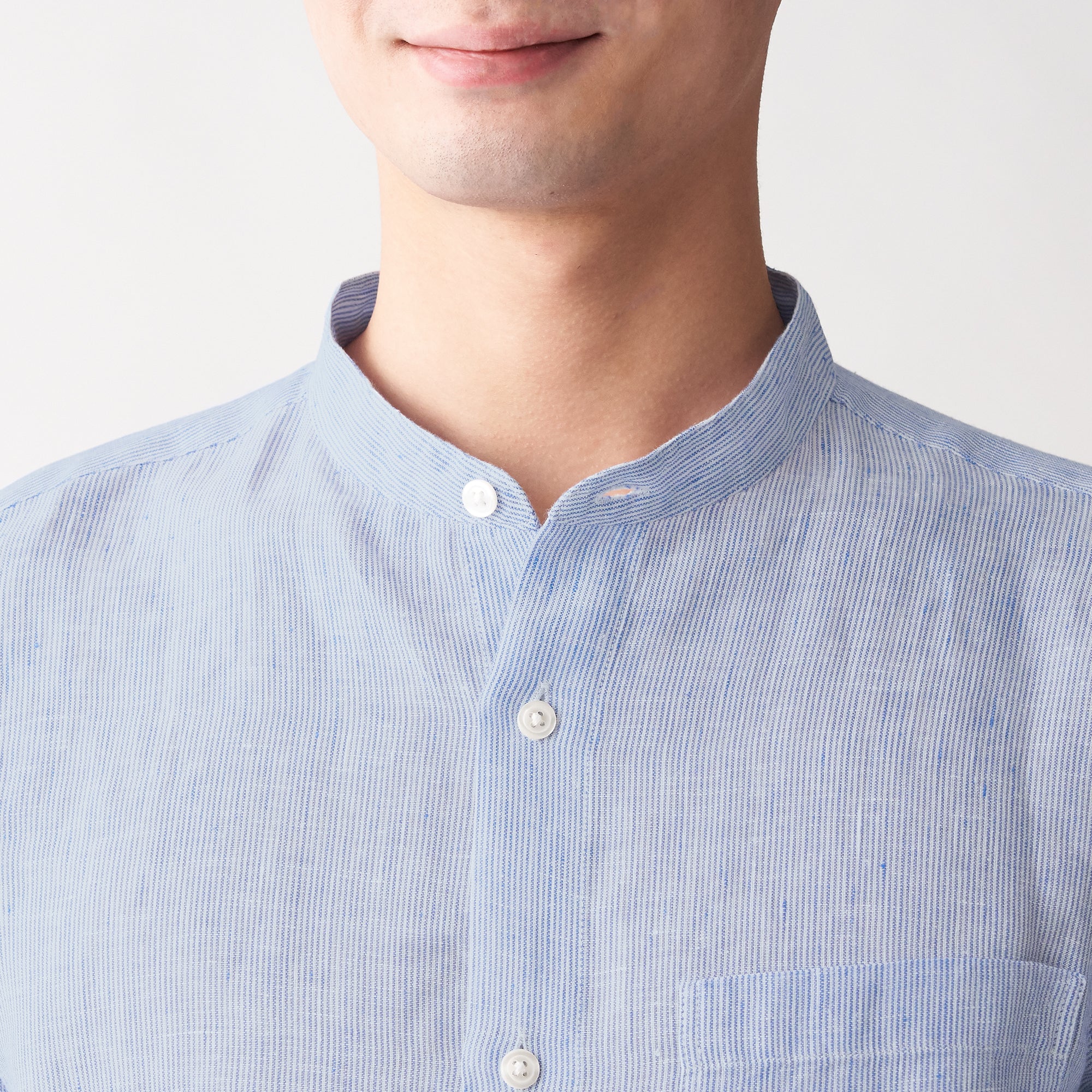 Men's French Linen Washed Stand Collar Shirt - Image 26
