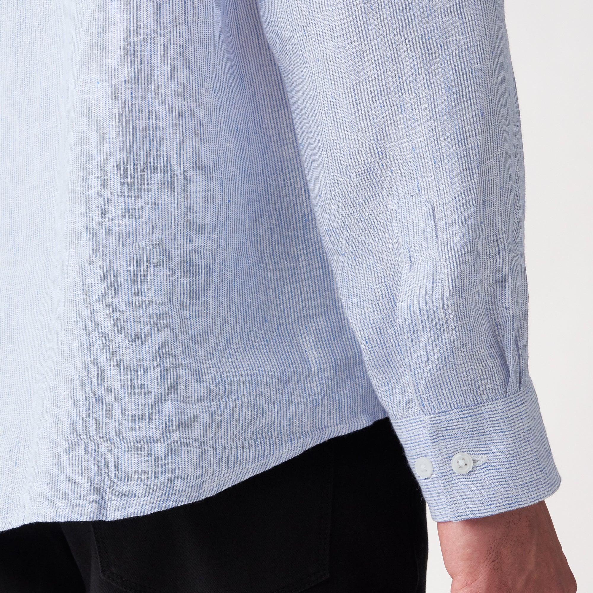 Men's French Linen Washed Stand Collar Shirt - Image 28