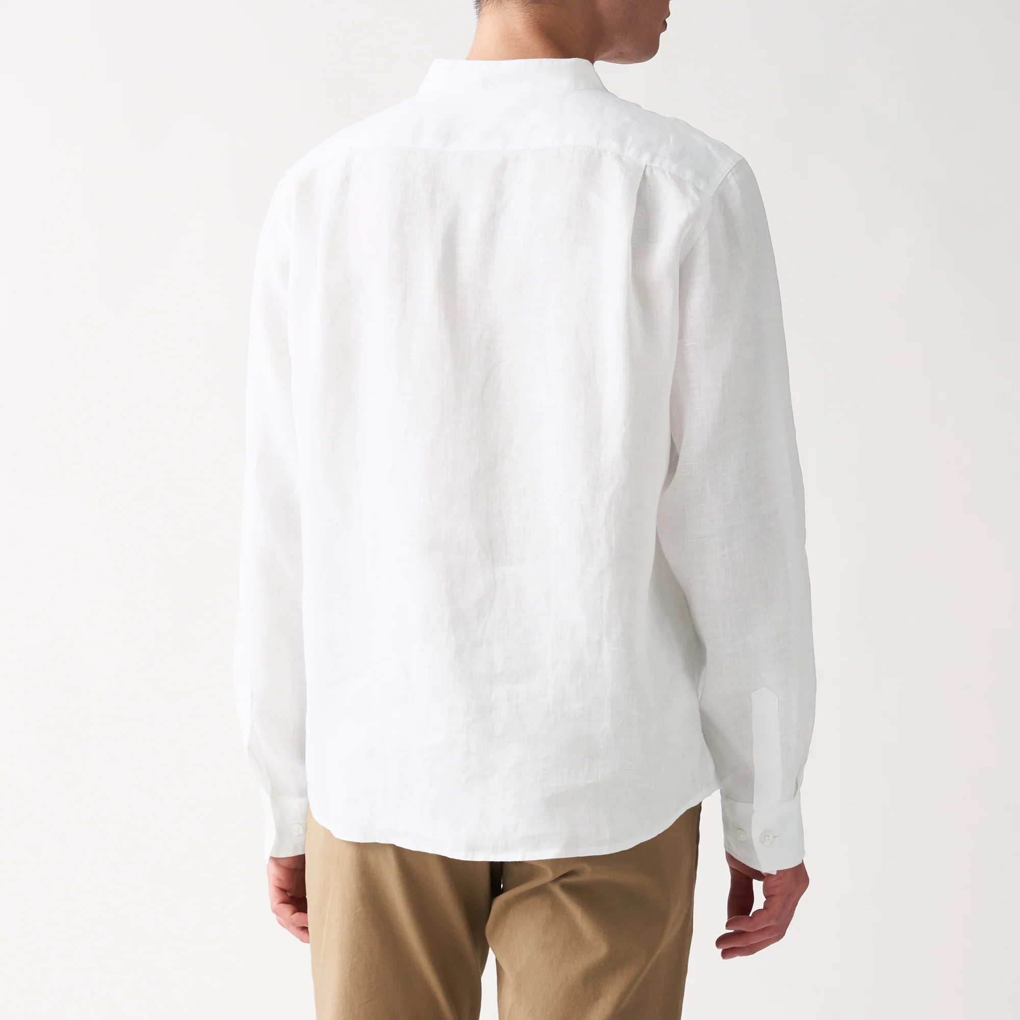 Men's French Linen Washed Stand Collar Shirt - Image 39