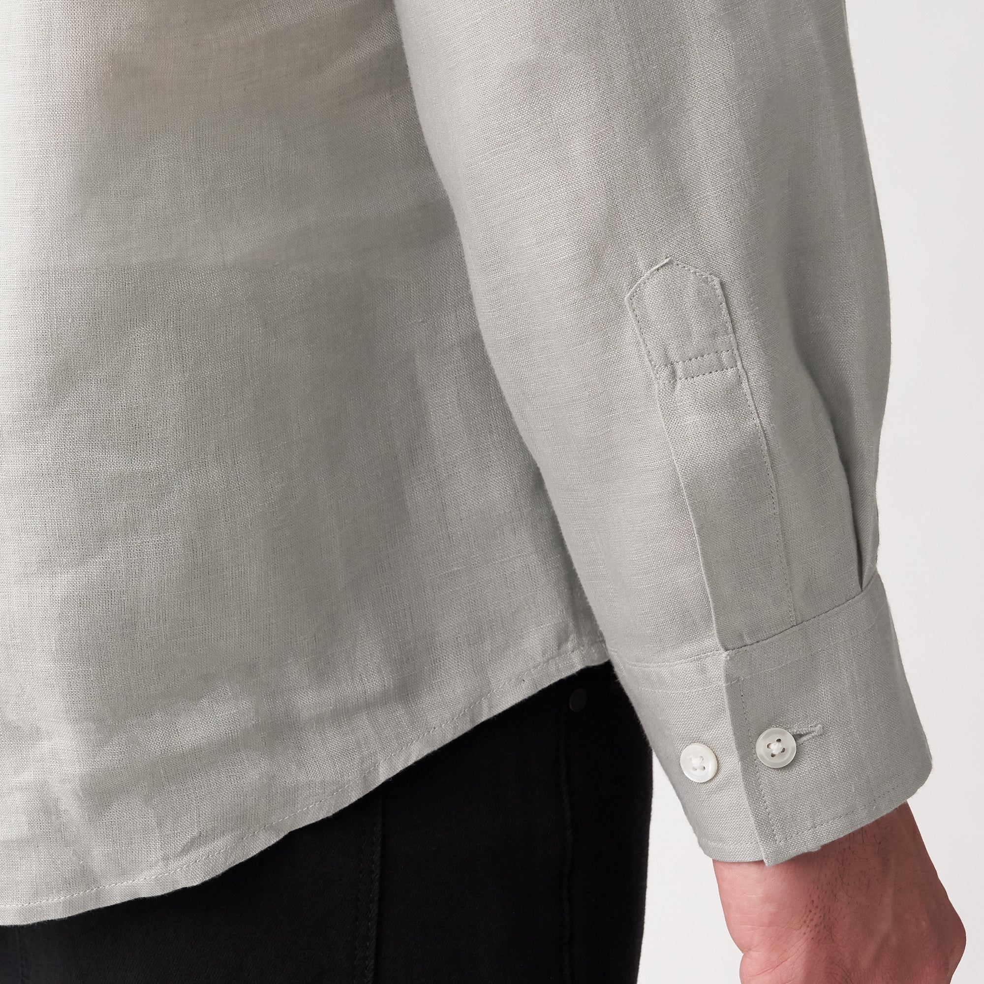 Men's French Linen Washed Stand Collar Shirt - Image 49