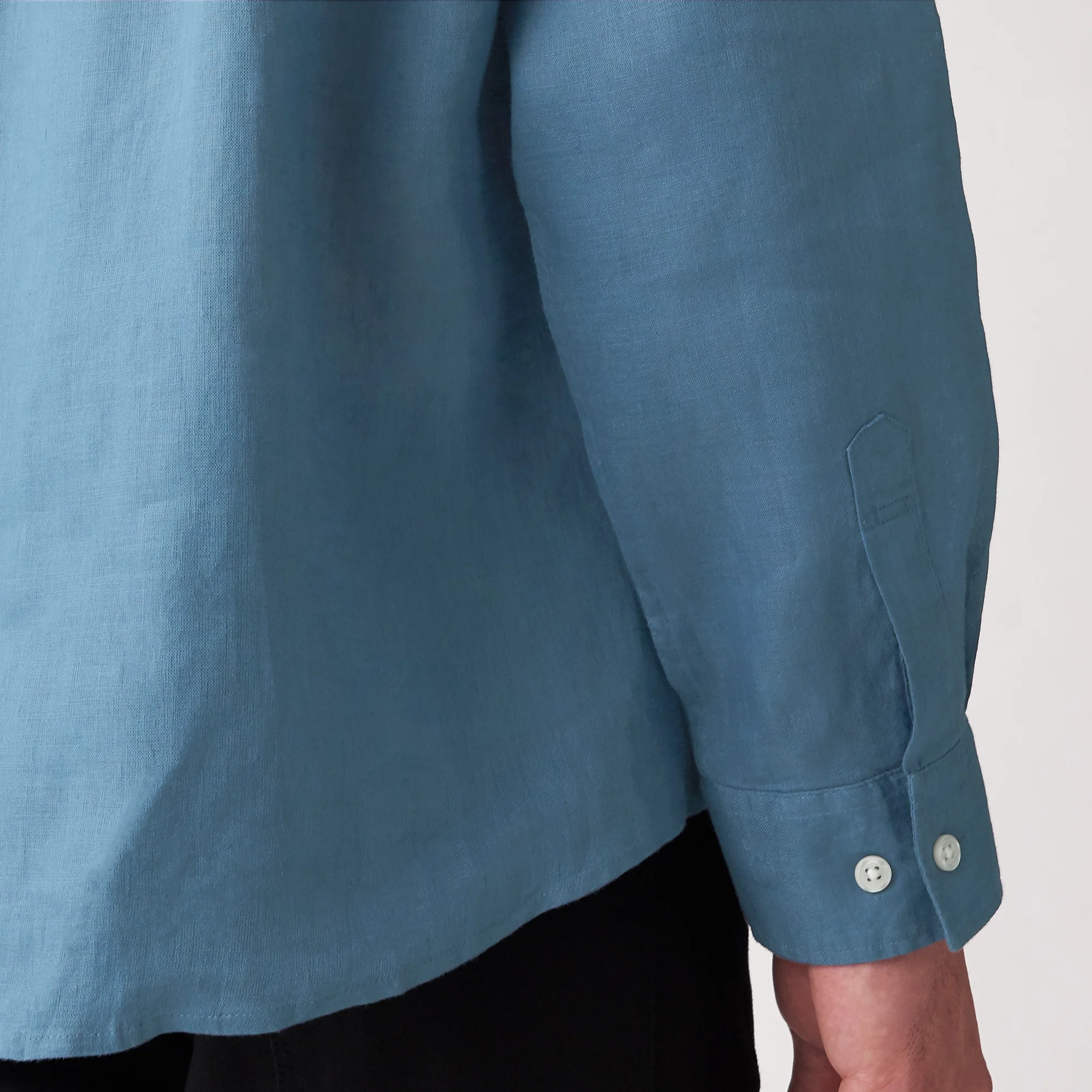 Men's French Linen Washed Stand Collar Shirt - Image 7