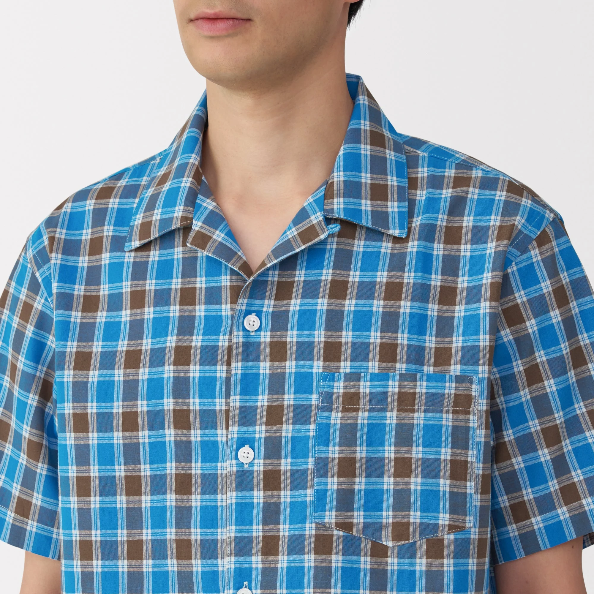 Men's Madras Check Open Collar Shirt - Image 16