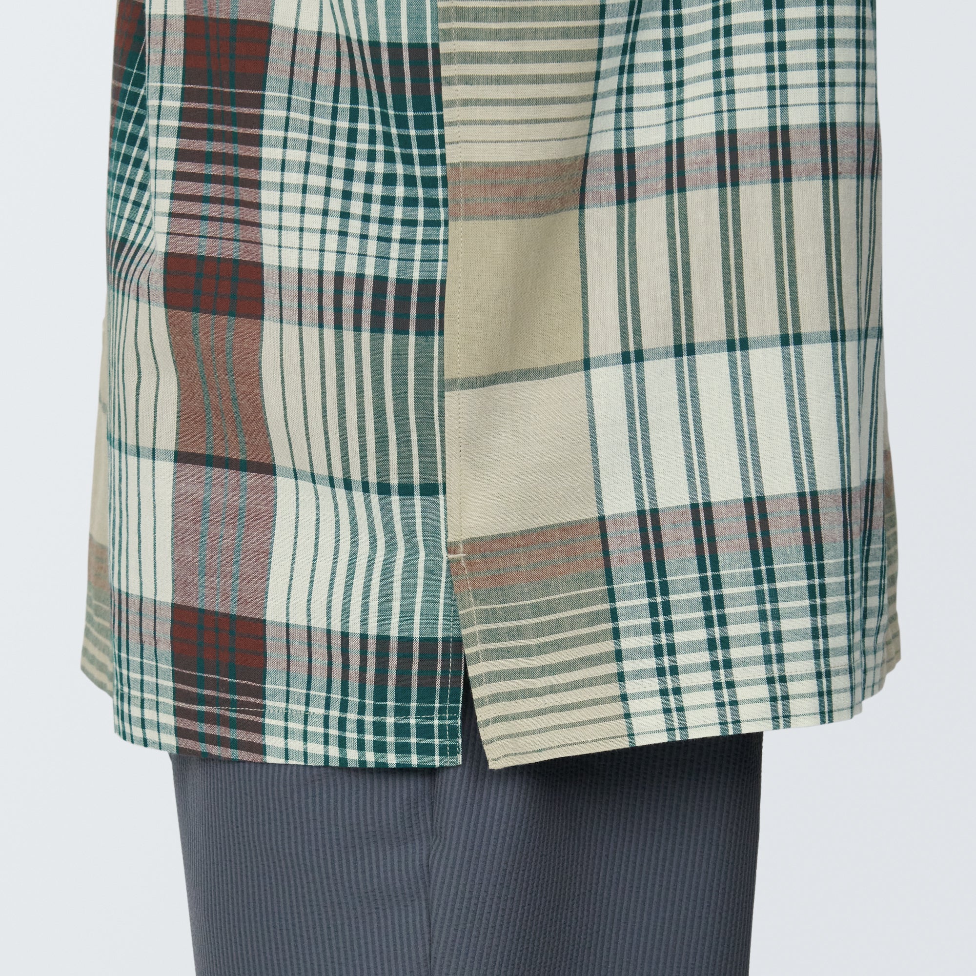 Men's Madras Check Open Collar Short Sleeve Shirt - Image 16