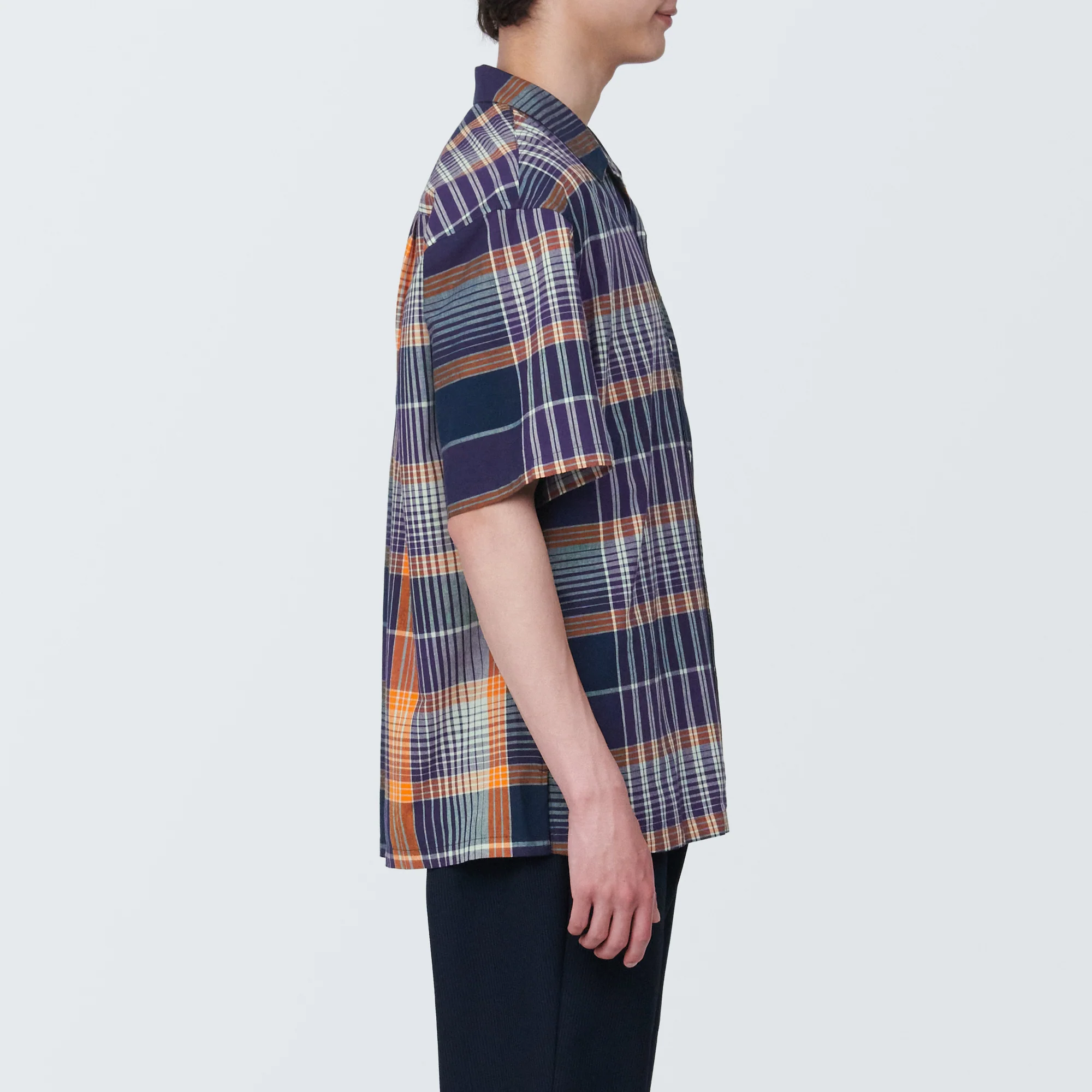 Men's Madras Check Open Collar Short Sleeve Shirt - Image 5