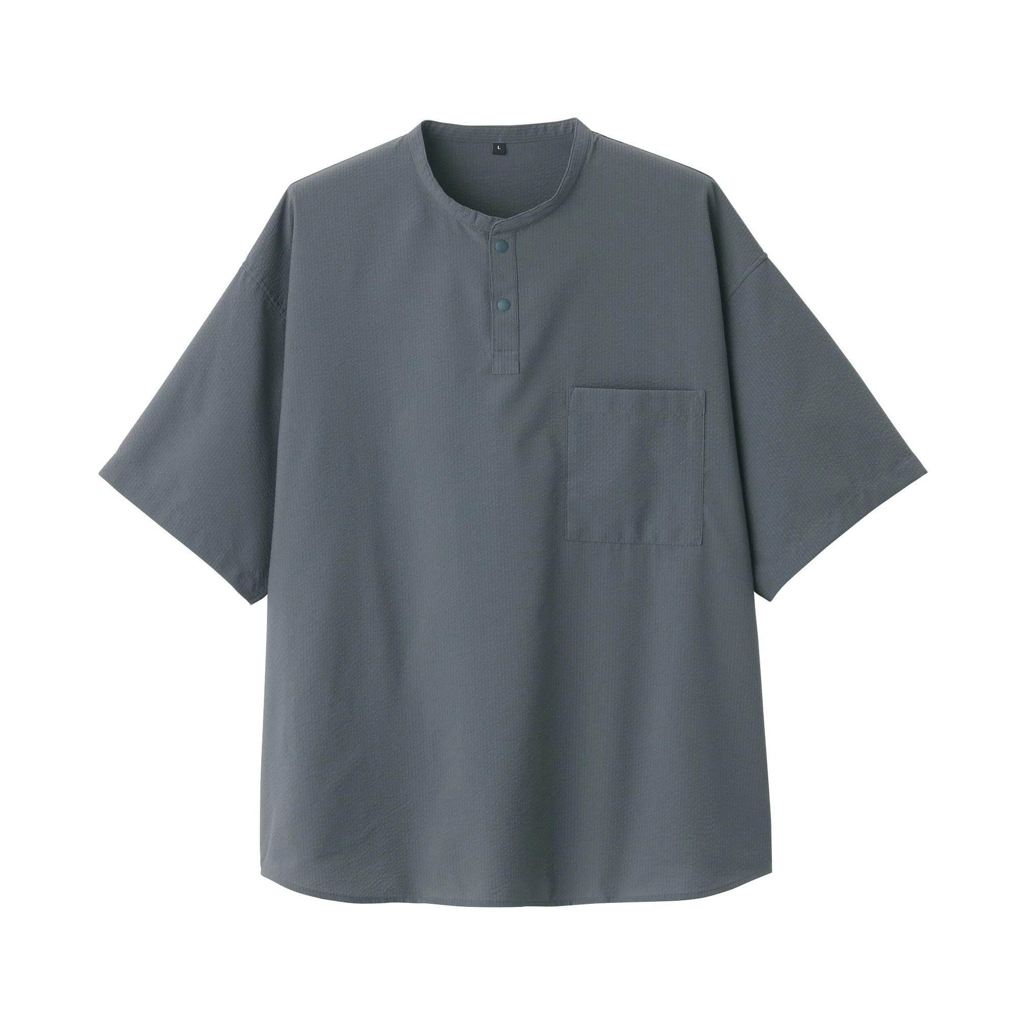 Men's Seersucker Henry Neck Woven T-Shirt - Image 20