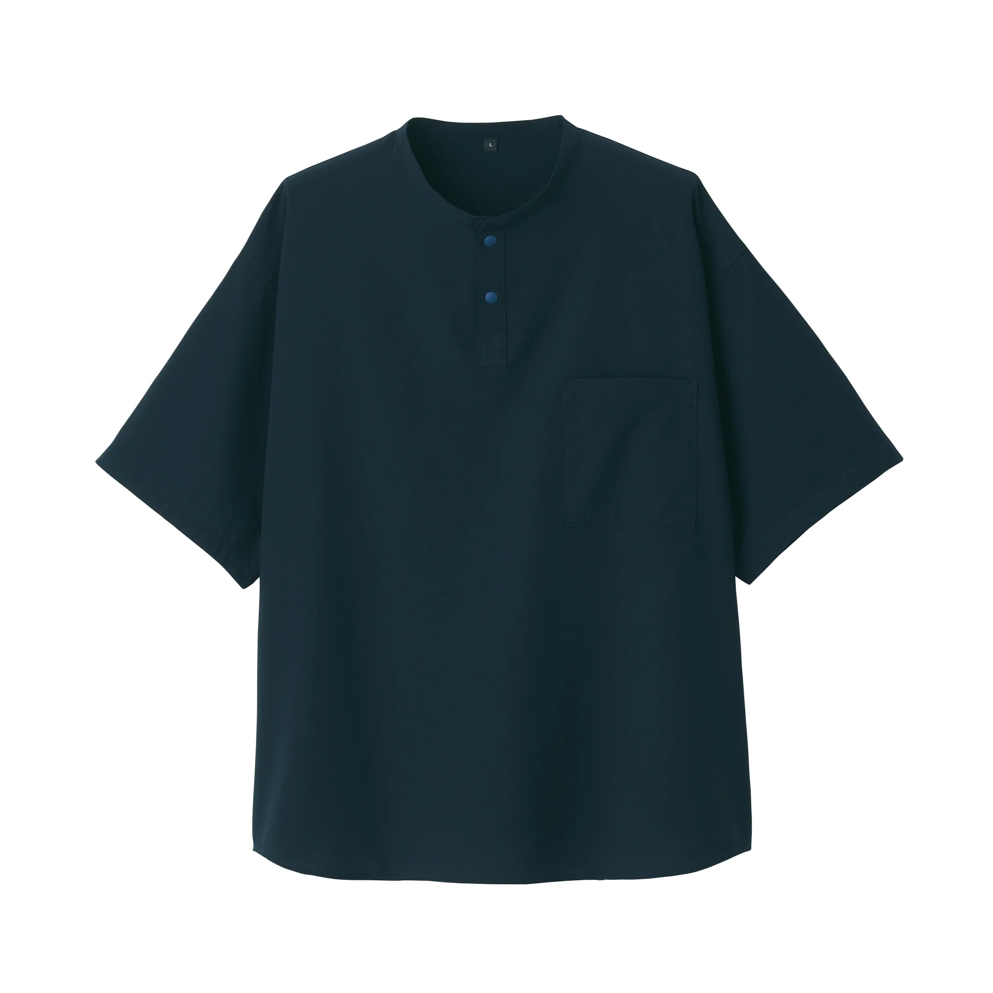 Men's Seersucker Henry Neck Woven T-Shirt - Image 29