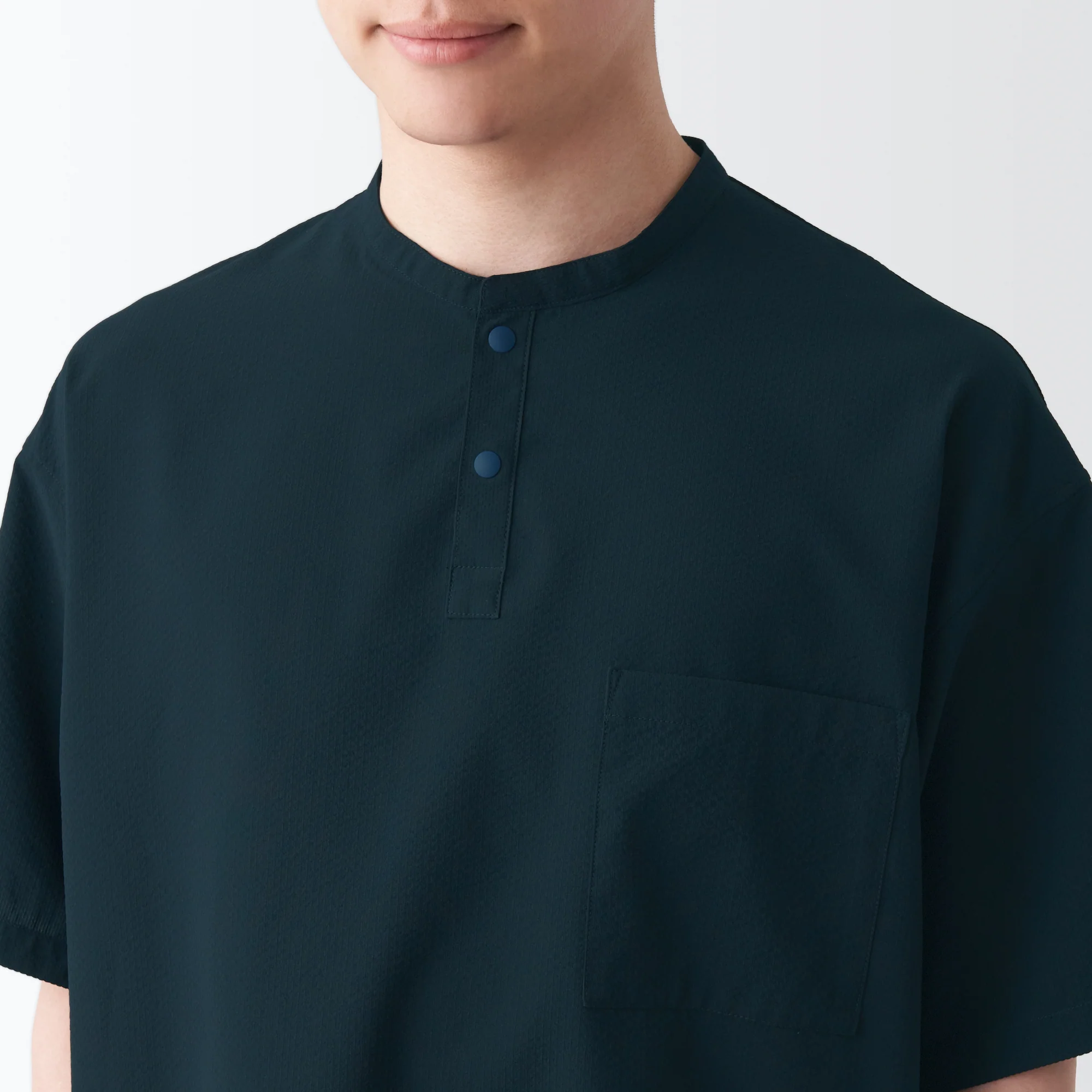 Men's Seersucker Henry Neck Woven T-Shirt - Image 34