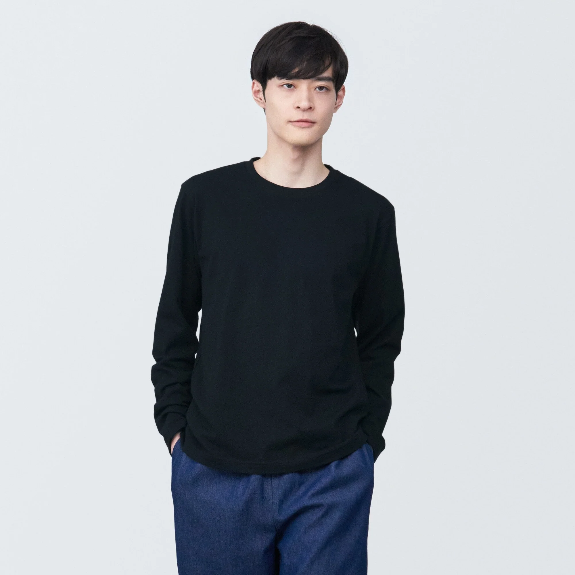 Men's Washed Jersey Crew Neck Long Sleeve T-Shirt - Image 3