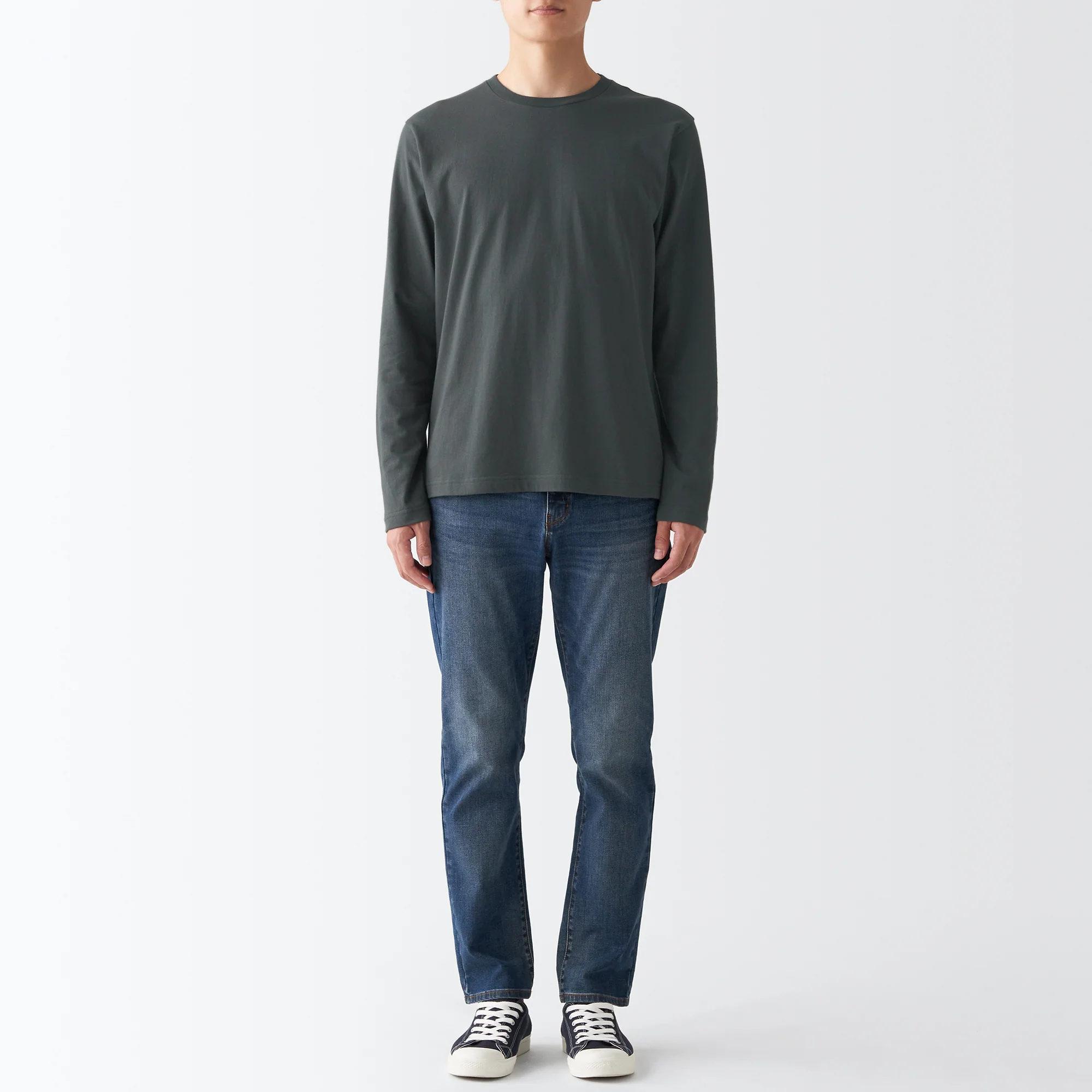 Men's Washed Jersey Long Sleeves Crew Neck T-Shirt - Image 3