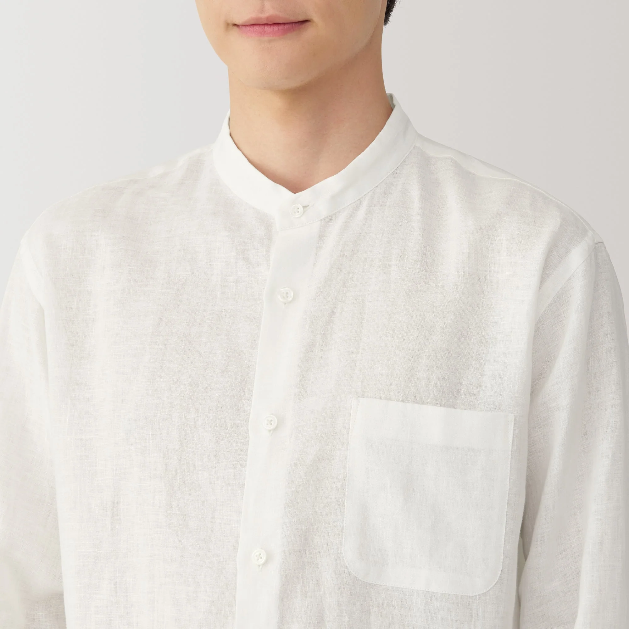 Men's Linen Stand Collar Shirt - Image 7