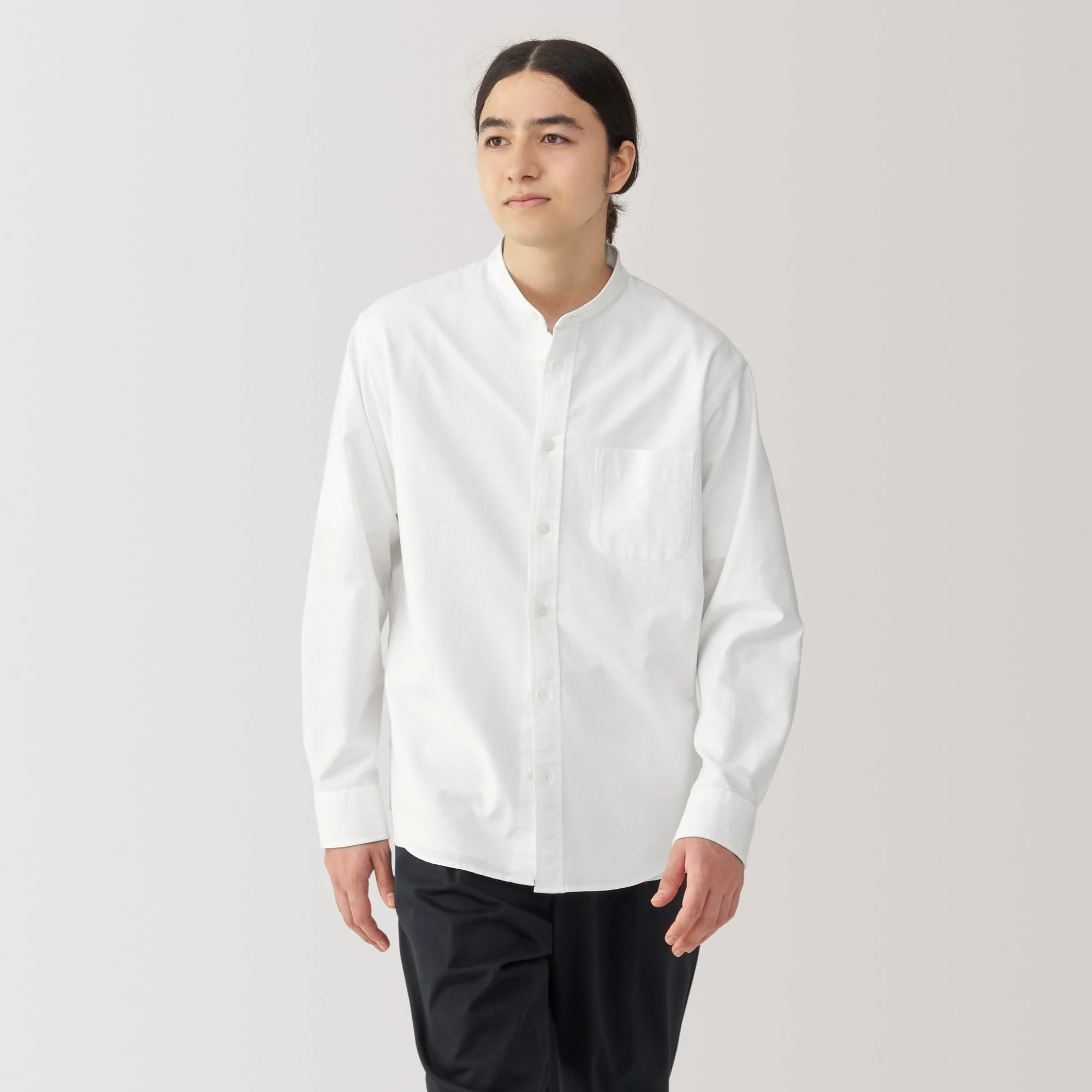 Men's Washed Oxford Stand Collar Shirt - Image 19