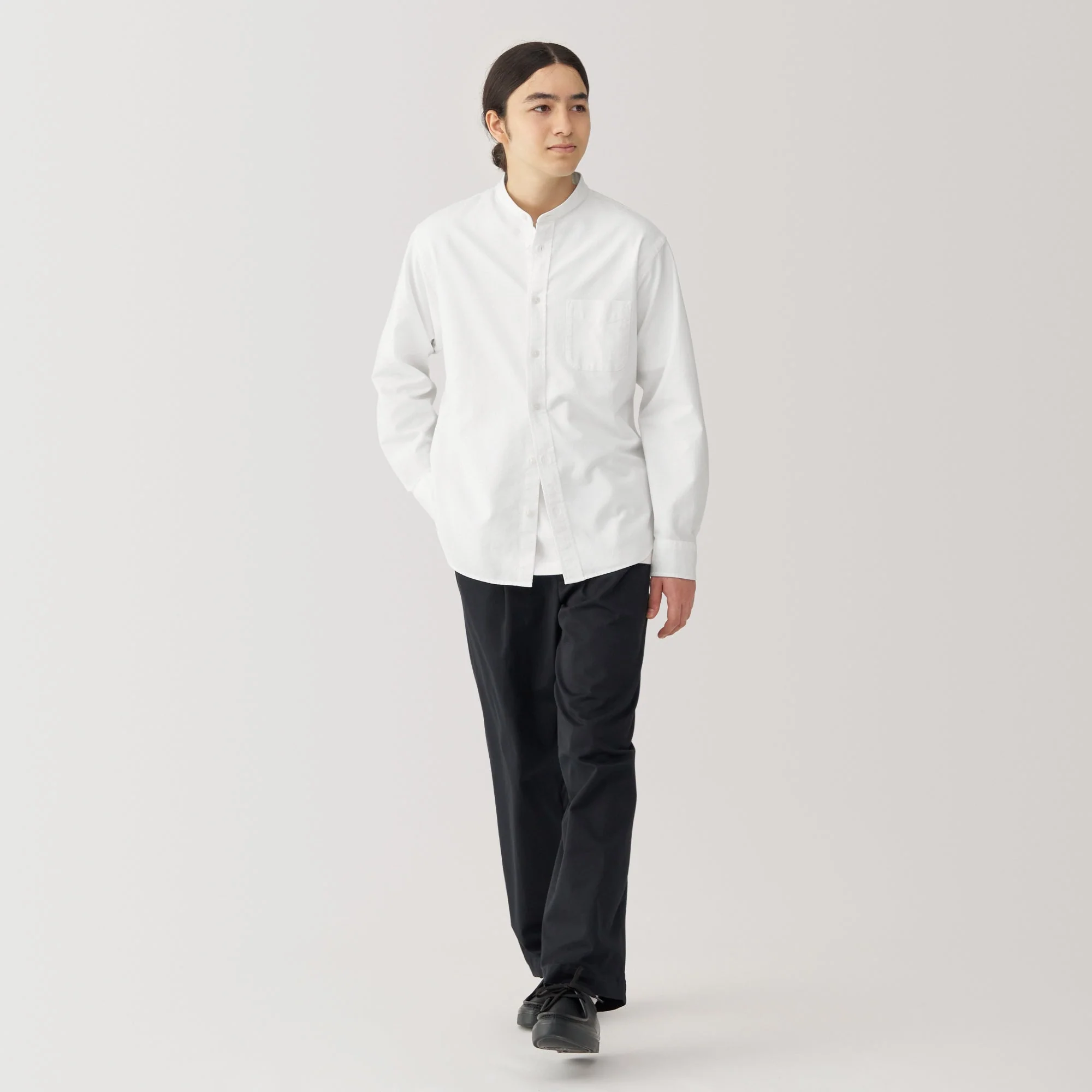 Men's Washed Oxford Stand Collar Shirt - Image 20