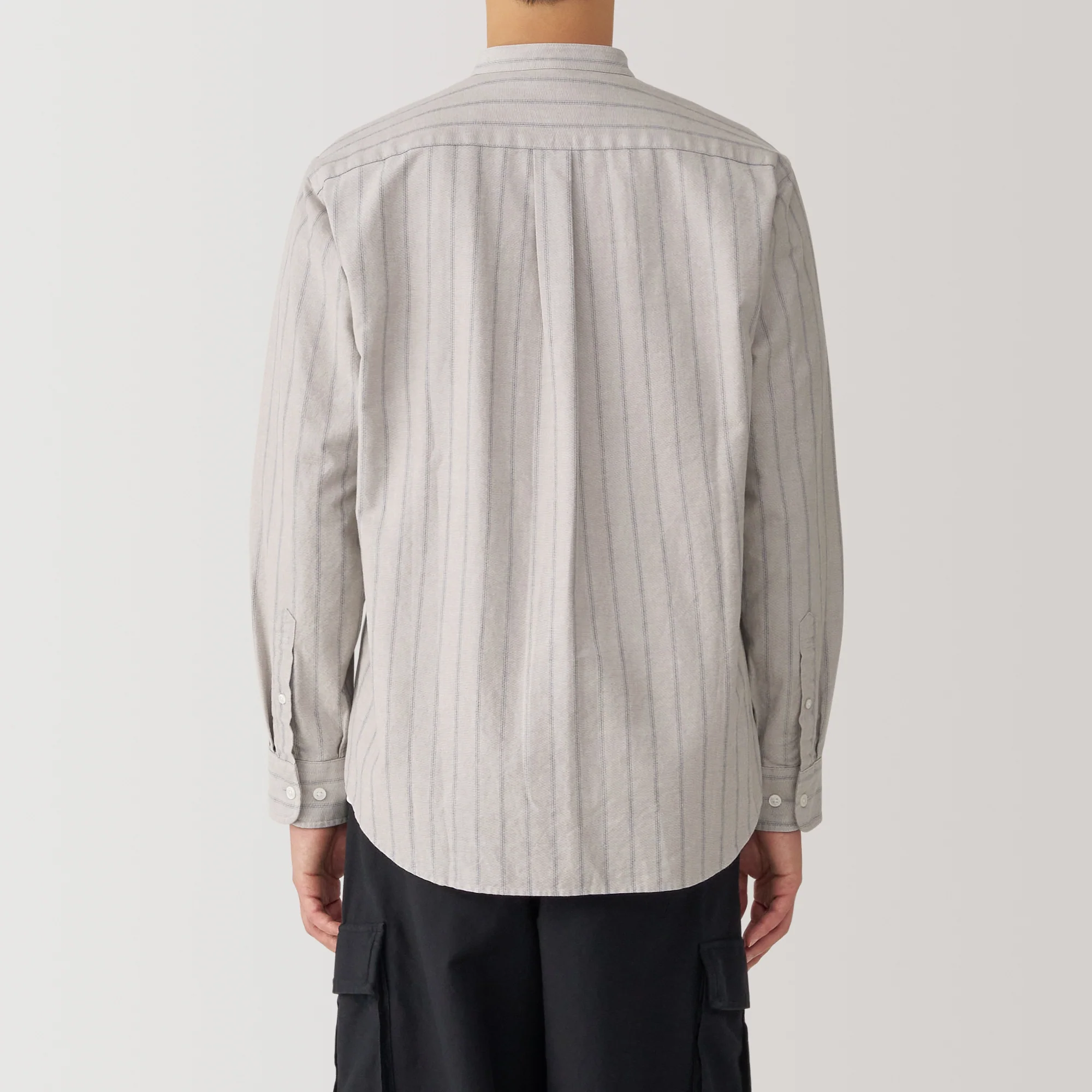 Men's Washed Oxford Stand Collar Shirt - Image 46
