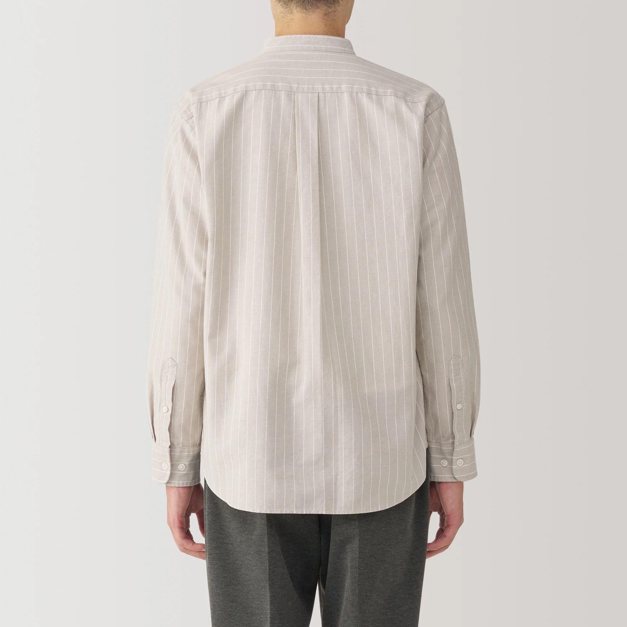 Men's Washed Oxford Stand Collar Long Sleeve Shirt - Image 38