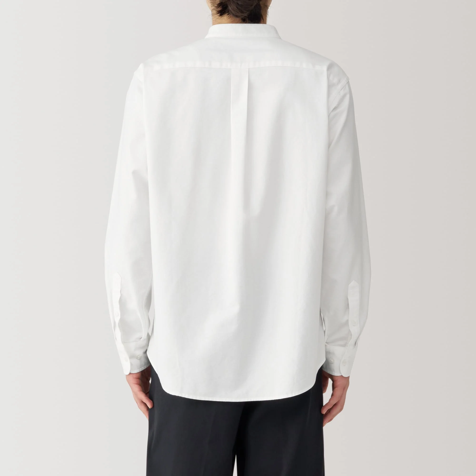 Men's Washed Oxford Stand Collar Long Sleeve Shirt - Image 6