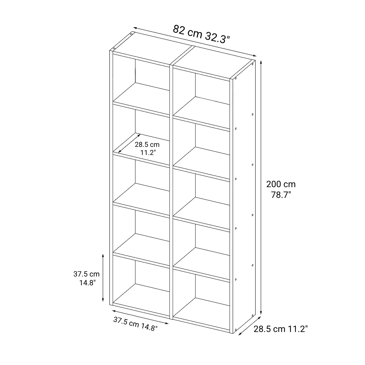 Stacking Shelf - Oak - 5 x 2 - Image 3