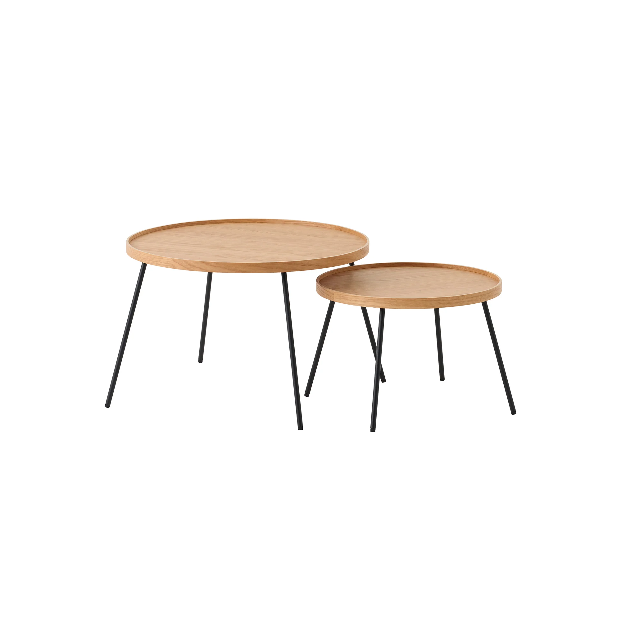 Oak Round Low Table Set