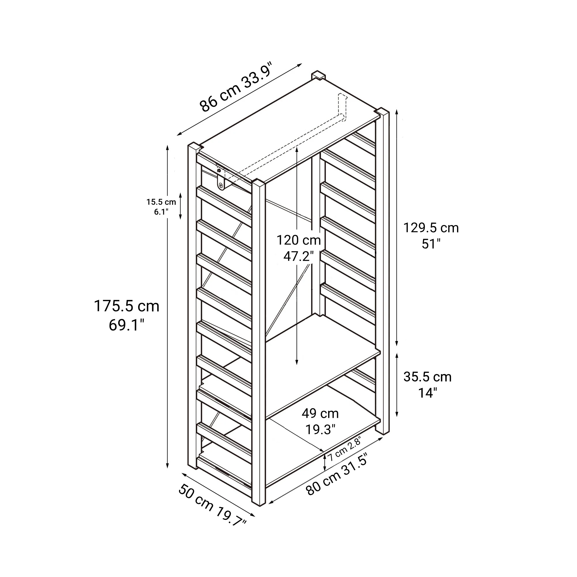 Pine Shelf Unit - Wardrobe - Image 7