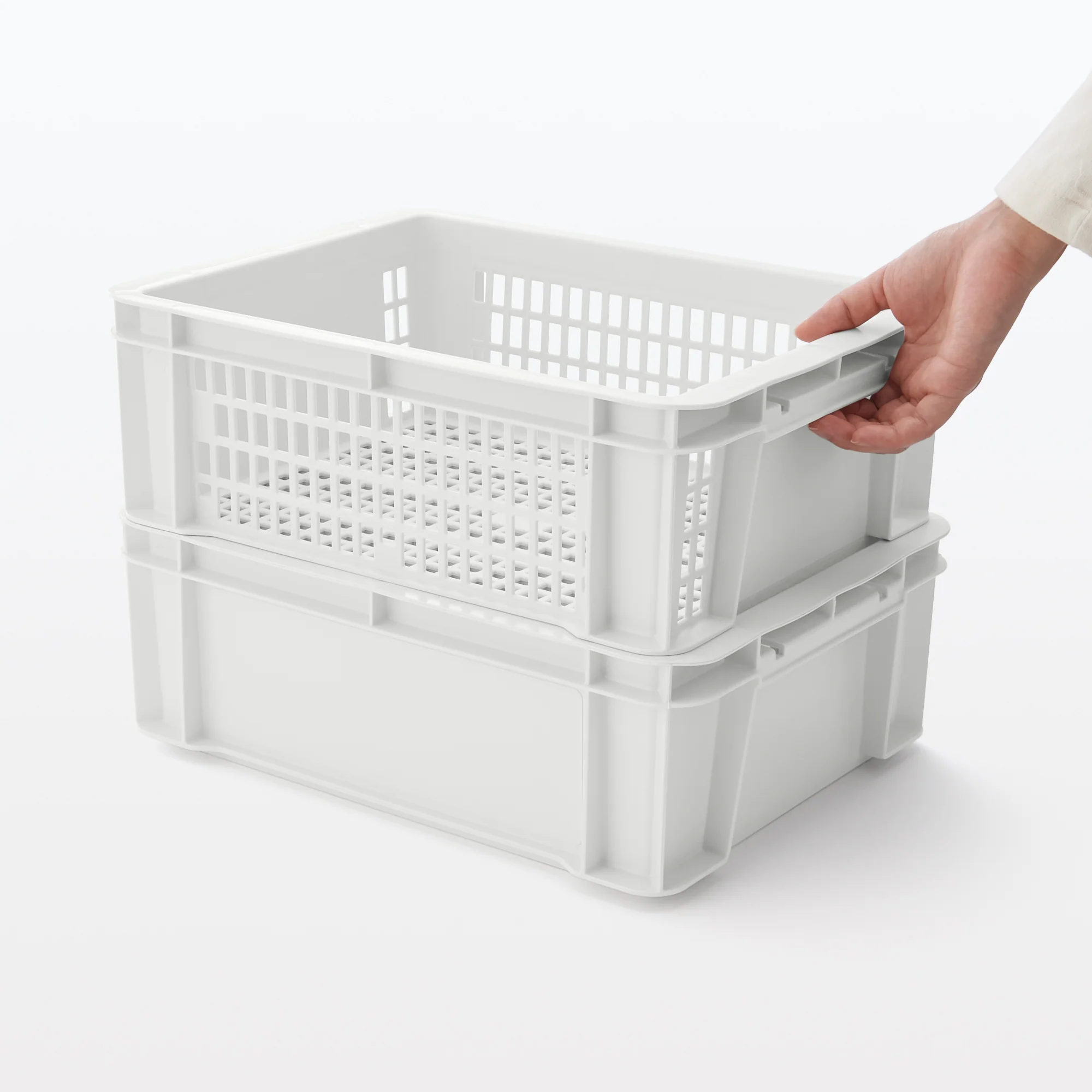 Polypropylene Mesh Container White Gray - Image 2