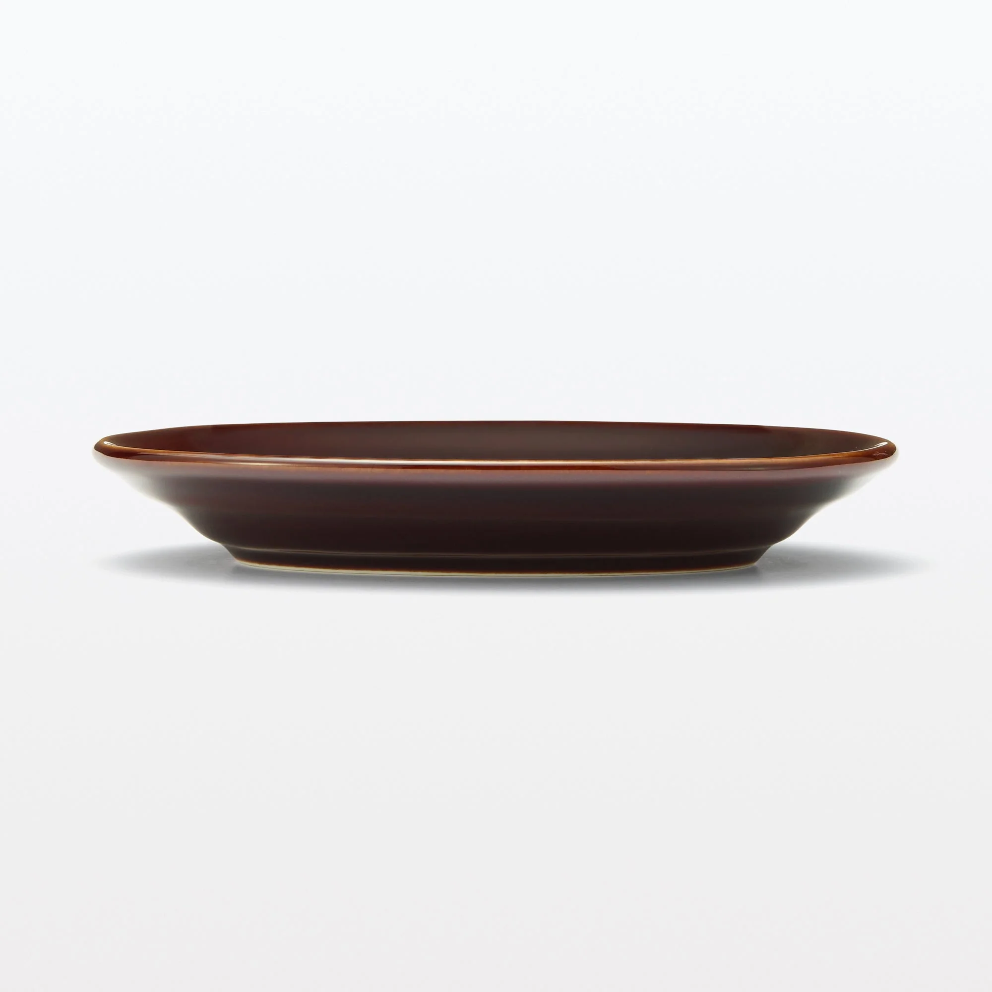 Porcelain Rimmed Oval Plate Small - Brown Glaze - Image 2