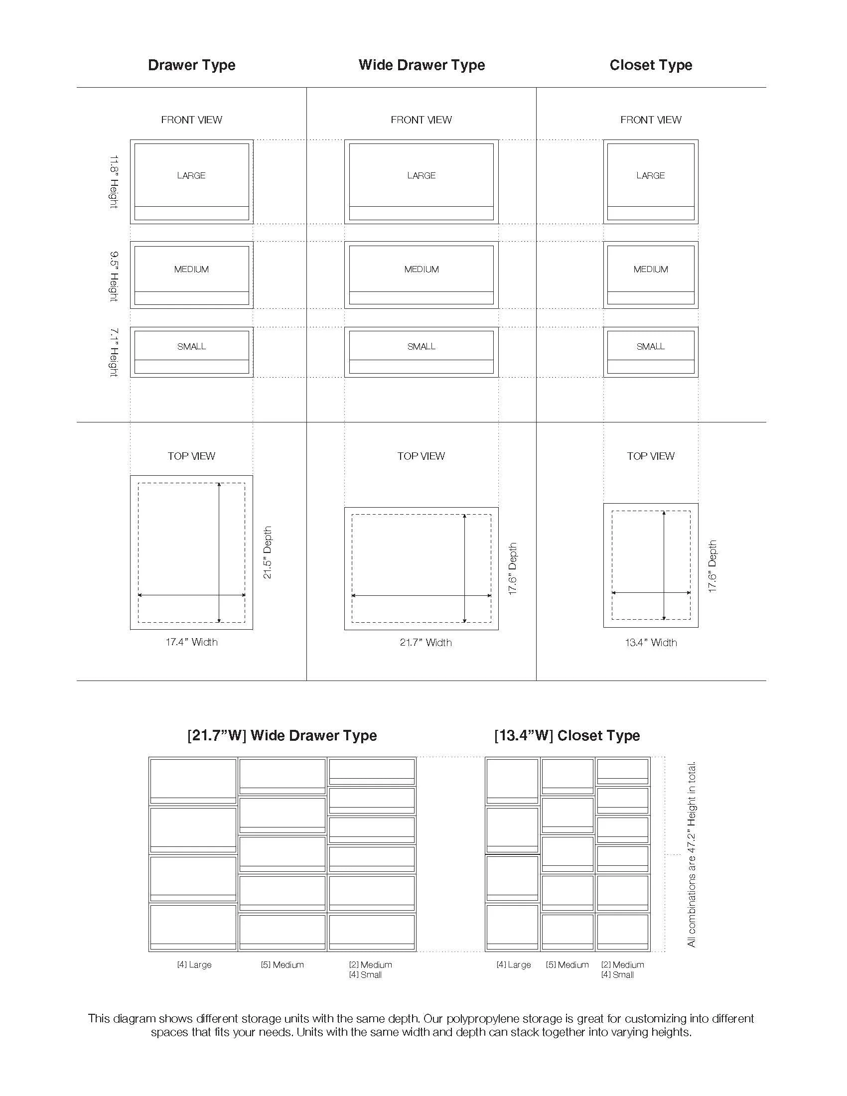 Polypropylene Storage Closet Drawer - Large (W17.5 x D21.6 x H11.8") - Image 4