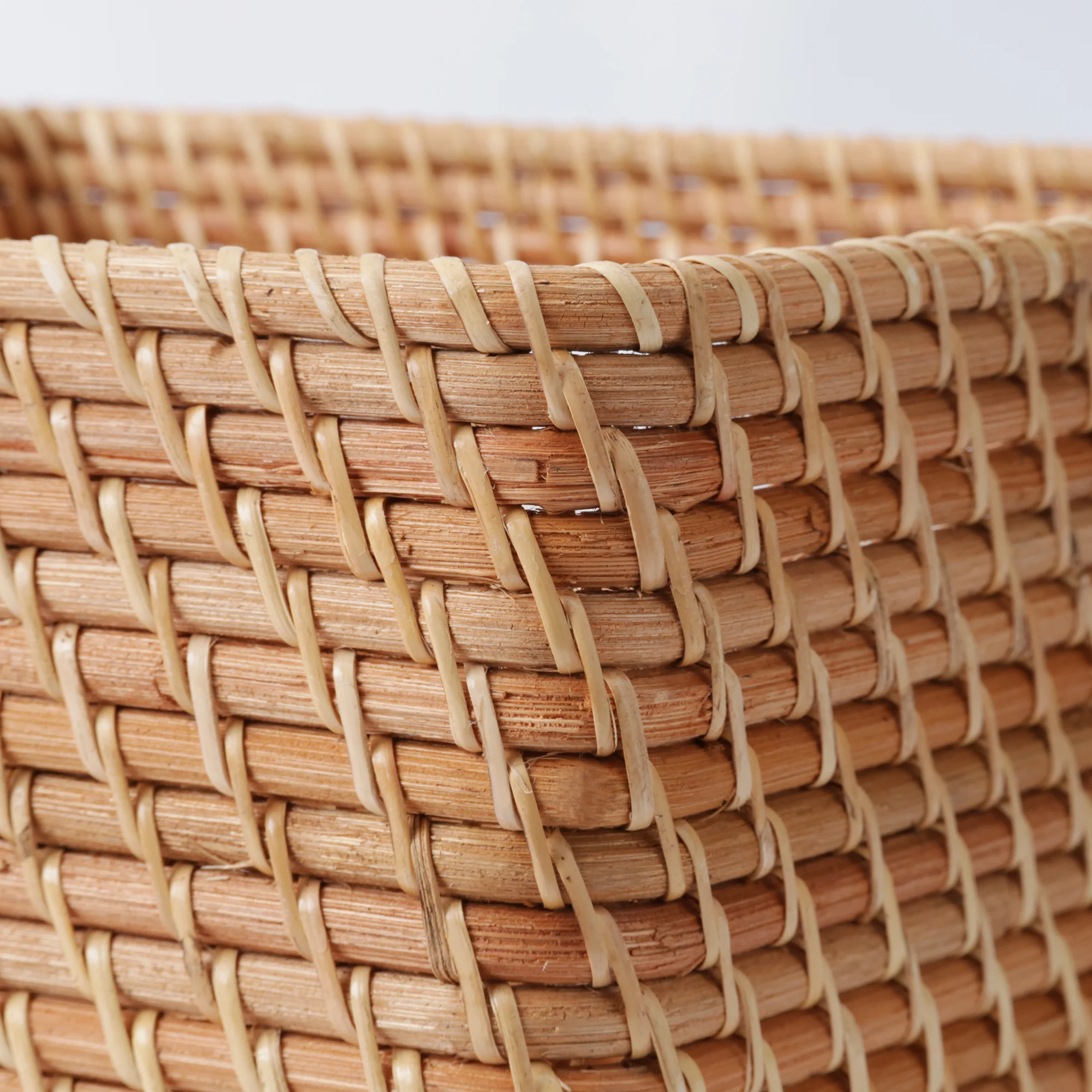 Rattan Stackable Square Basket With Handle - Medium W13.8 x D14.2 x H6.3" - Image 4