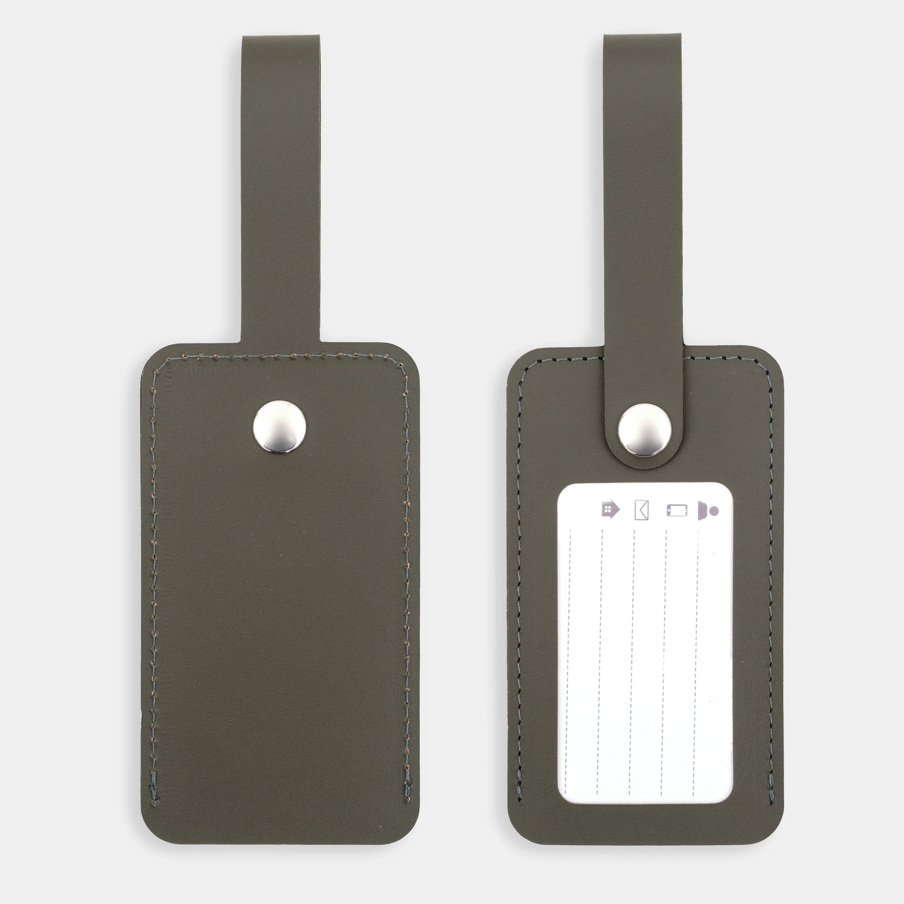 Recycled Leather Luggage Tag - Khaki - Image 4