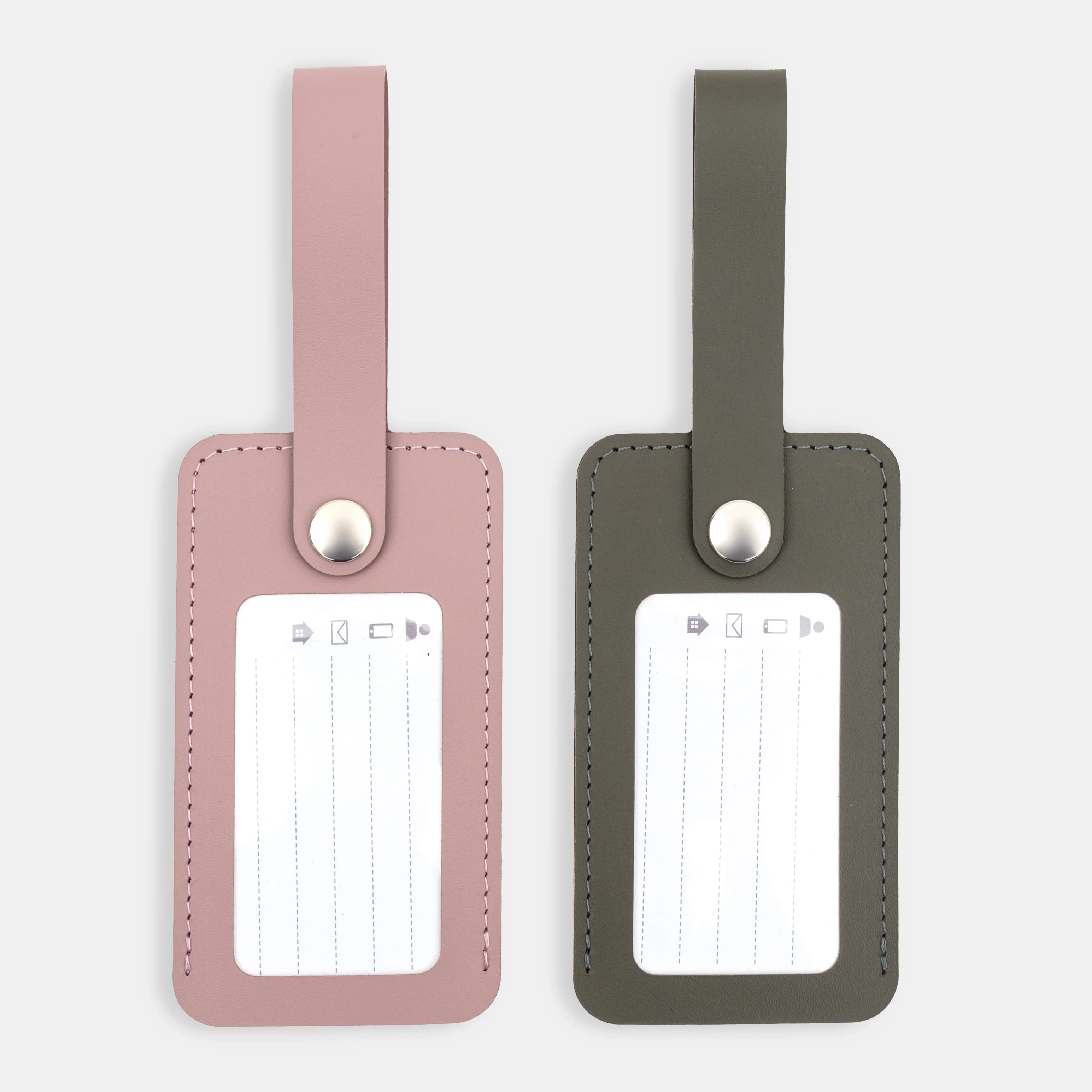 Recycled Leather Luggage Tag - Khaki - Image 6