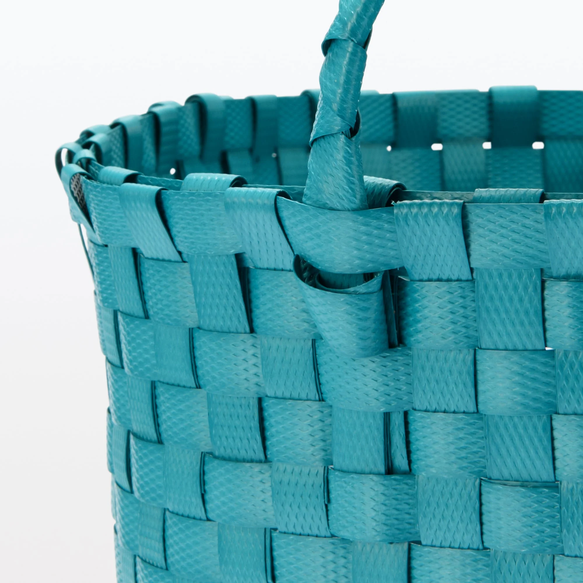 Recycled Polypropylene Strap Weave Basket - Blue - Medium (dia. 13 x H9.8") - Image 5