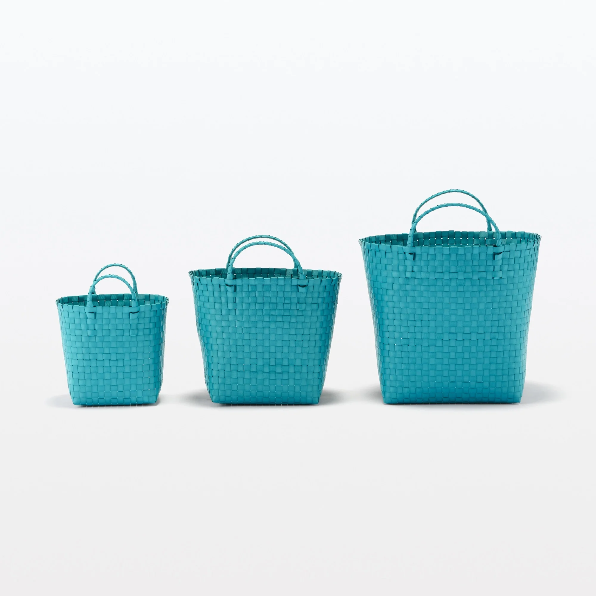 Recycled Polypropylene Strap Weave Basket - Blue - Medium (dia. 13 x H9.8") - Image 7