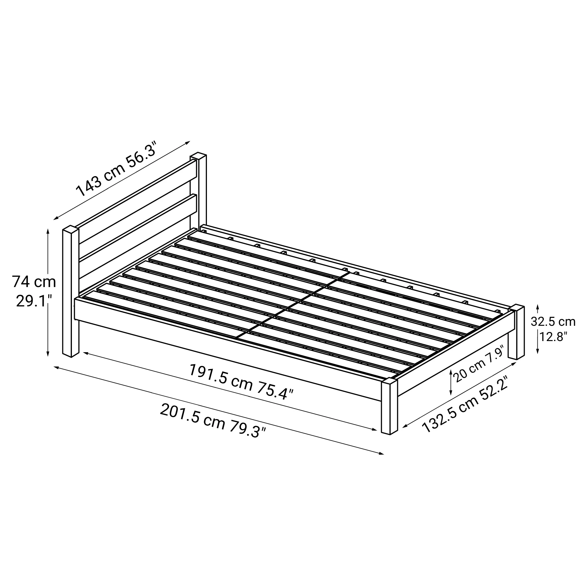 [HD] Rubberwood Wooden Bed - Double - Image 12