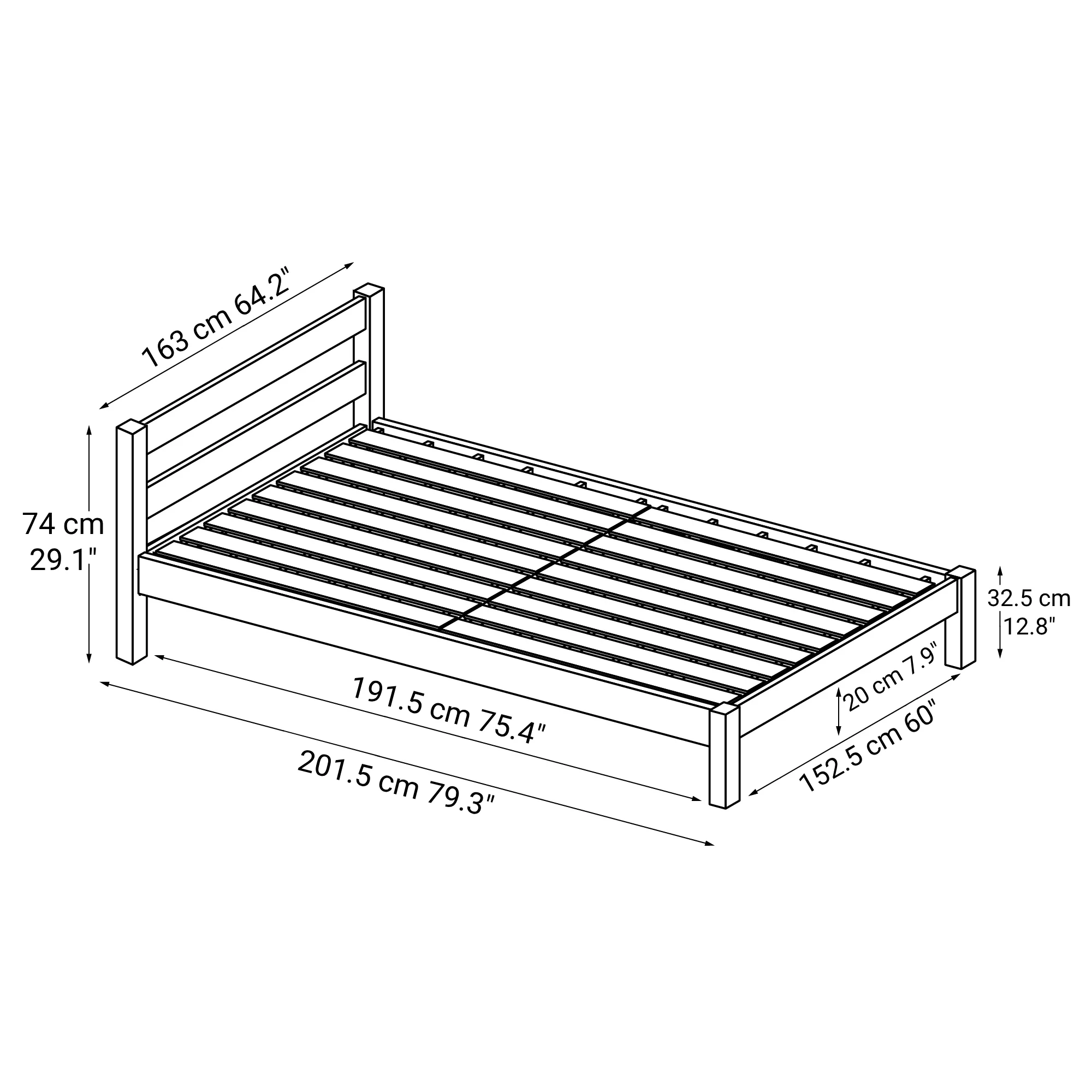 [HD] Rubberwood Wooden Bed - Queen - Image 12