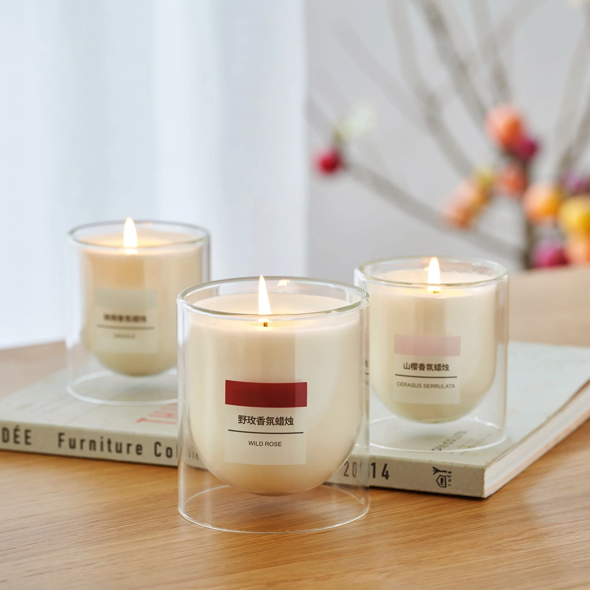 Scented Double Wall Glass Candle - Wild Rose - Image 13