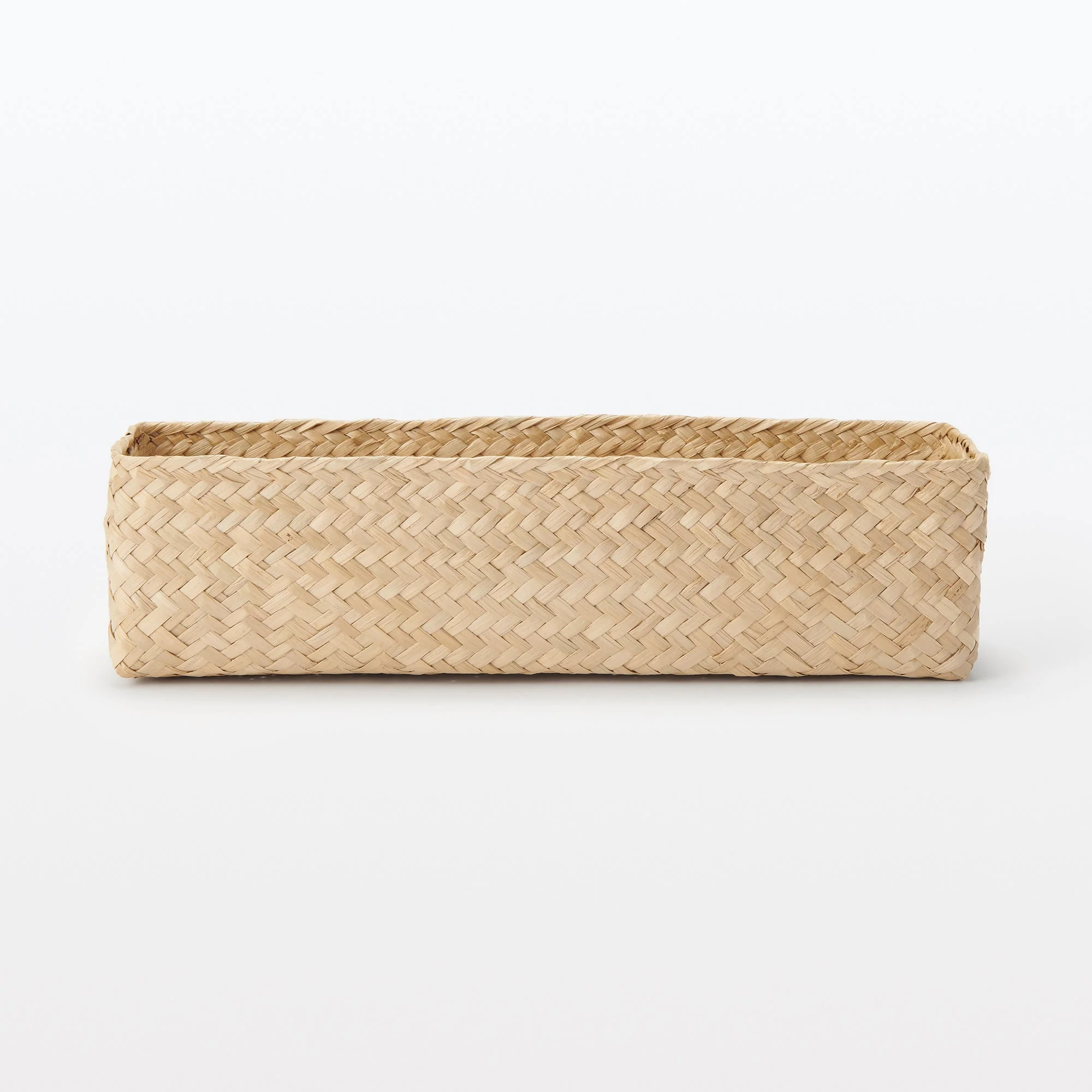 Seagrass Organizer Herringbone Rectangular Half Basket - Medium (W3.0 x D9.8 x H2.8") - Image 4