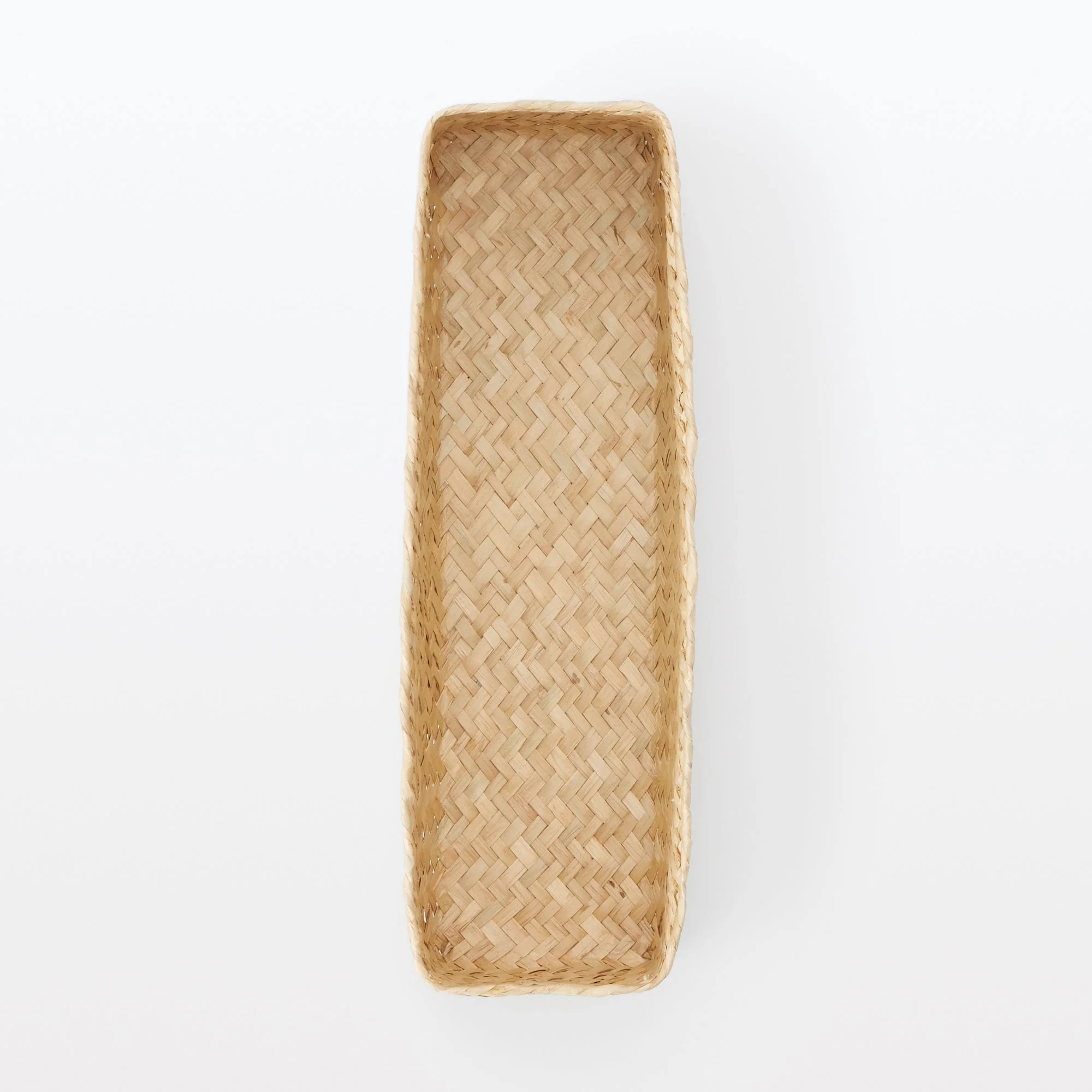 Seagrass Organizer Herringbone Rectangular Half Basket - Medium (W3.0 x D9.8 x H2.8") - Image 5