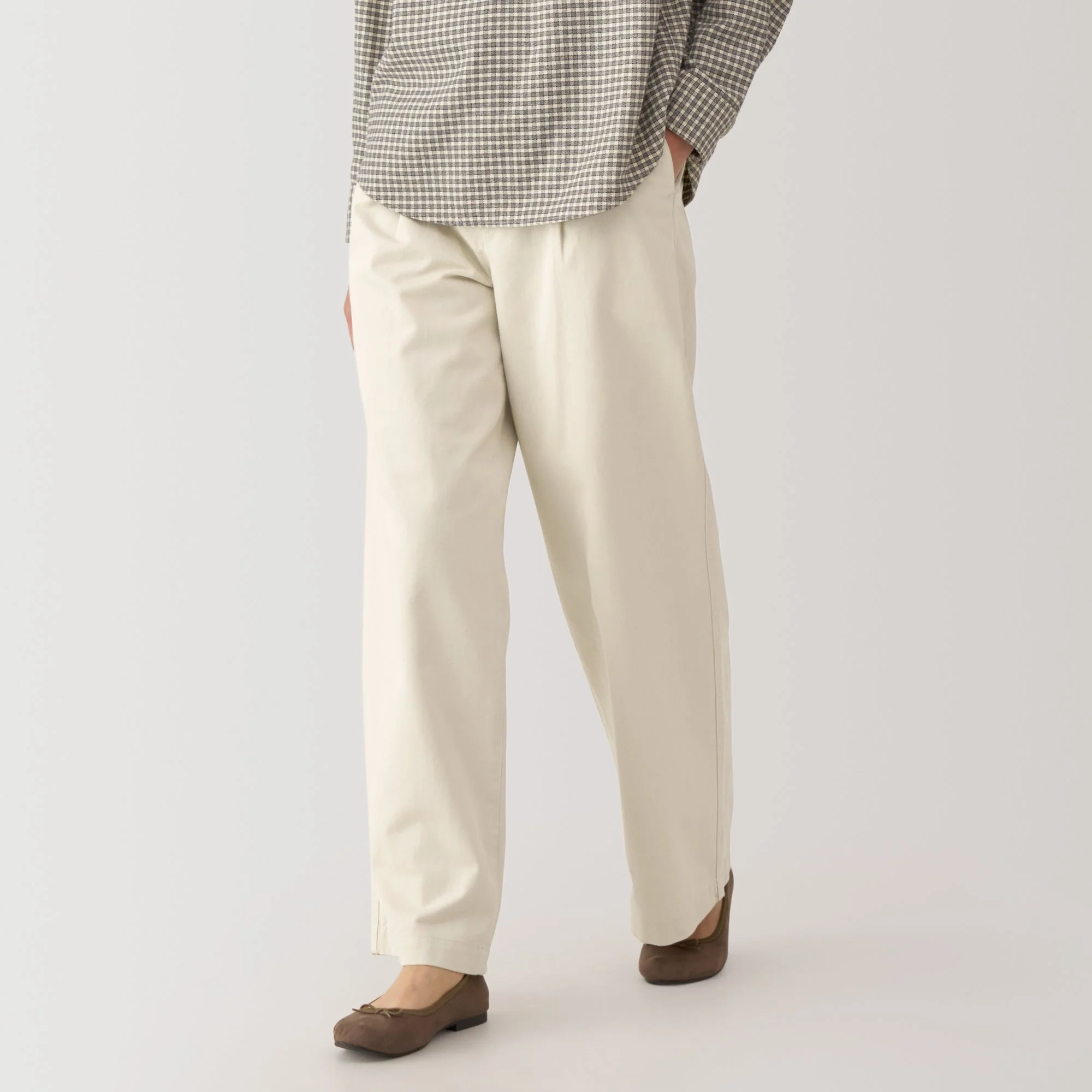 Slub Yarn Chino Darted Wide Pants - Image 3