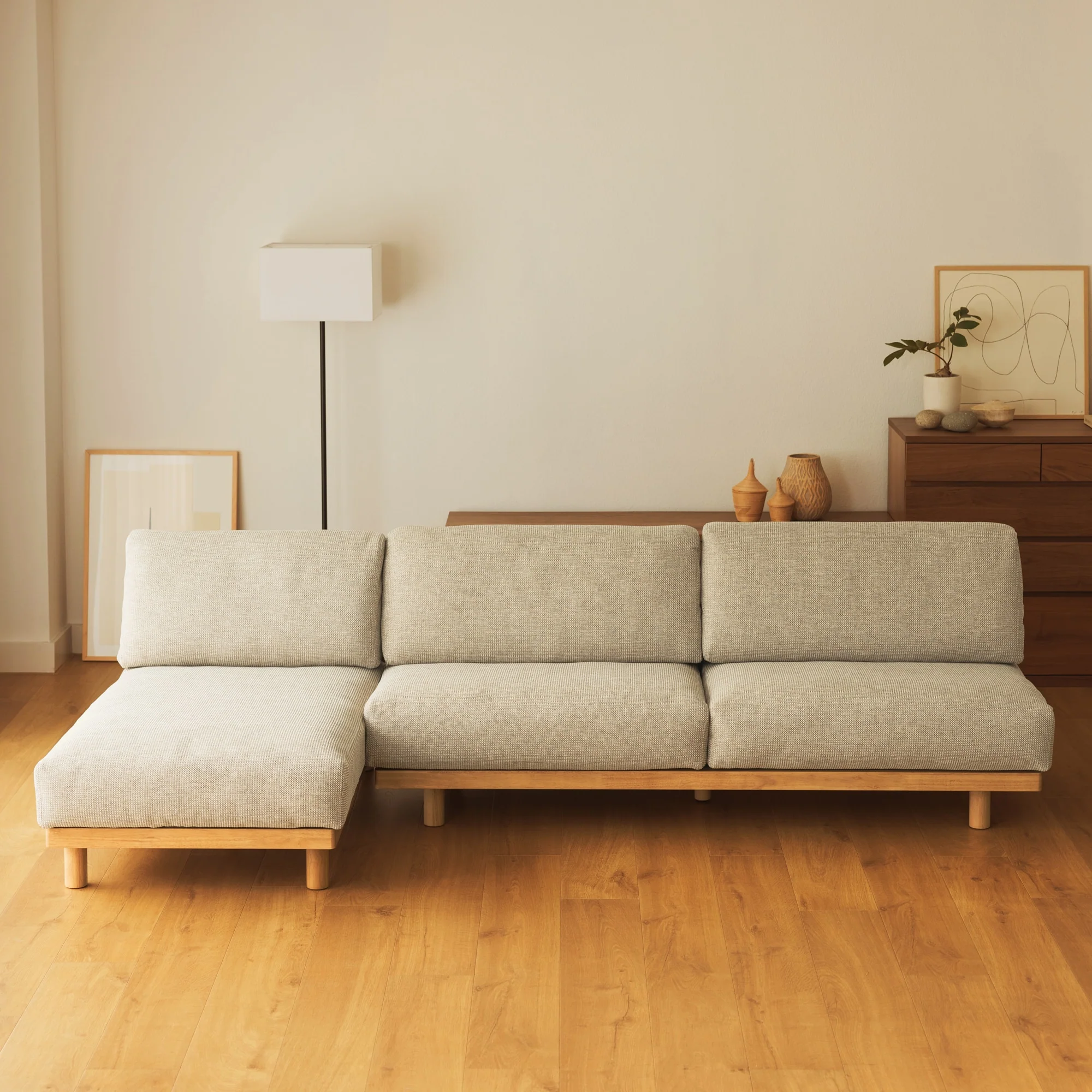 [HD] Spacious Armless Sofa Beige 2 Seater - Image 11