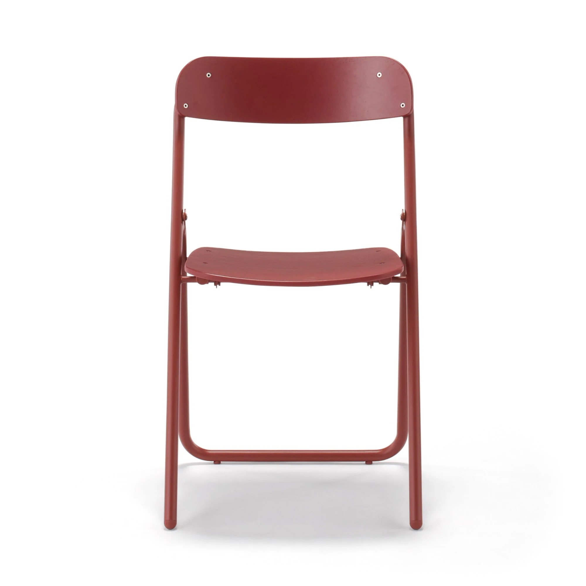 Steel Pipe Folding Chair with Wooden Seat - Burgundy