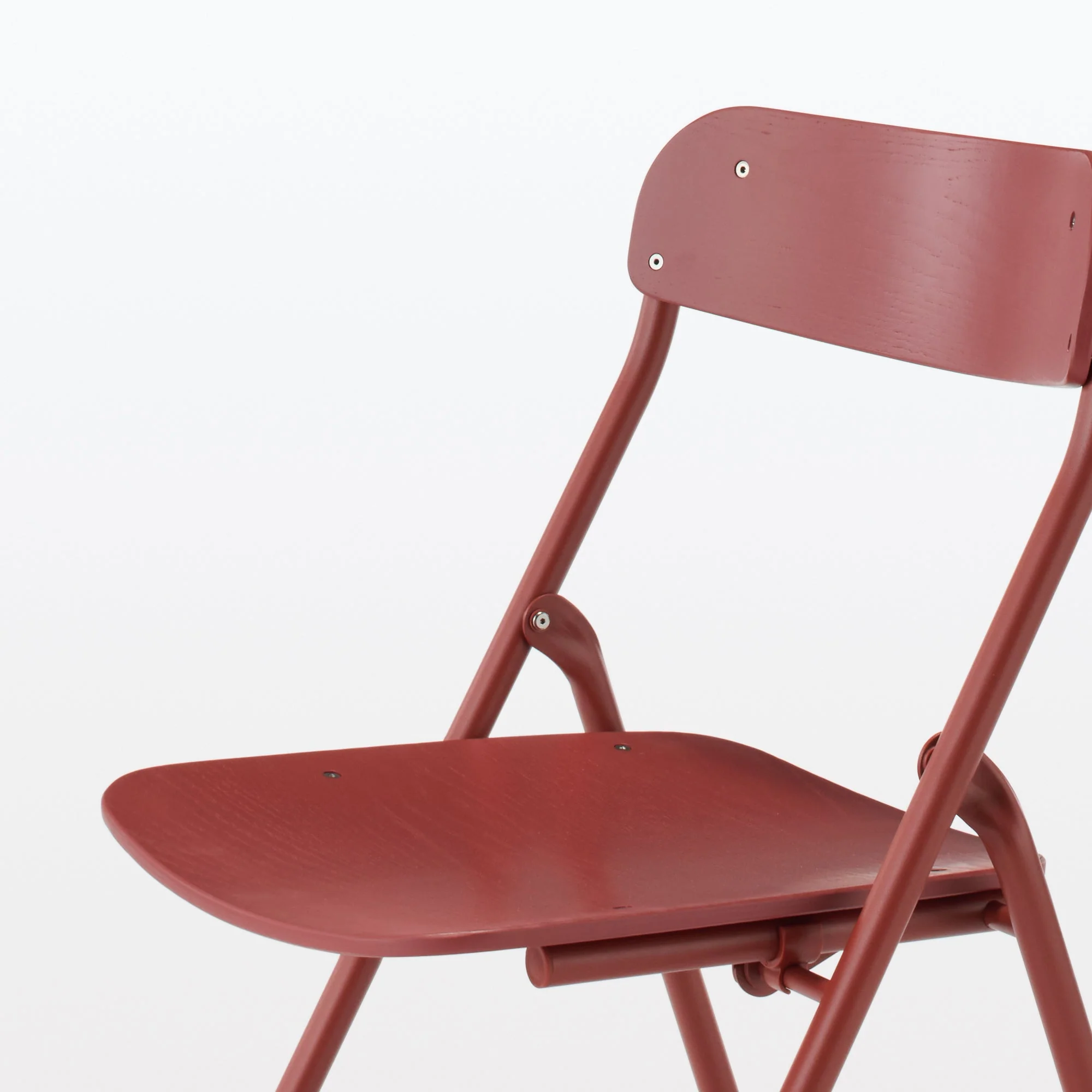 Steel Pipe Folding Chair with Wooden Seat - Burgundy - Image 6